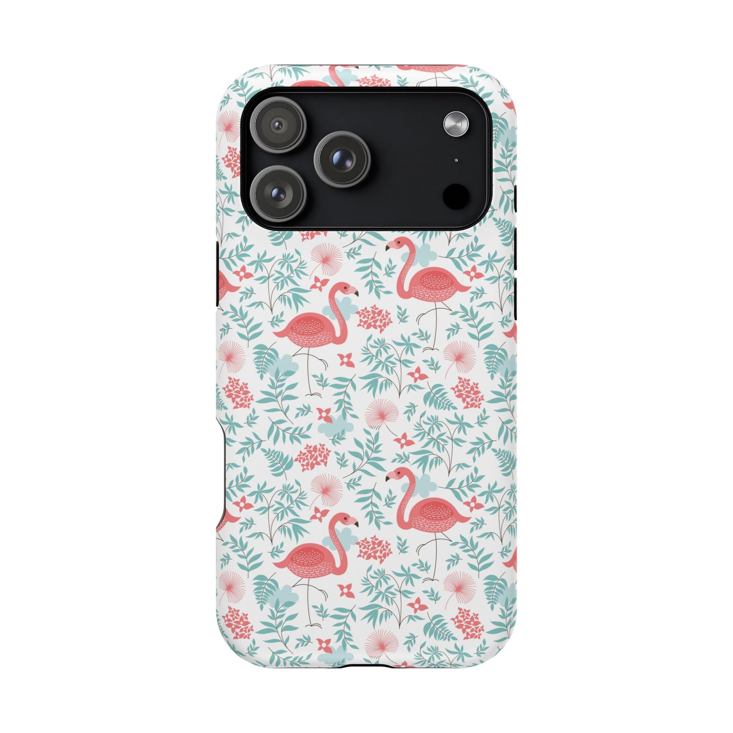 Flamingo Floral Impact Phone Case — Shockproof Protective Cover with Pink Flamingo & Botanical Pattern