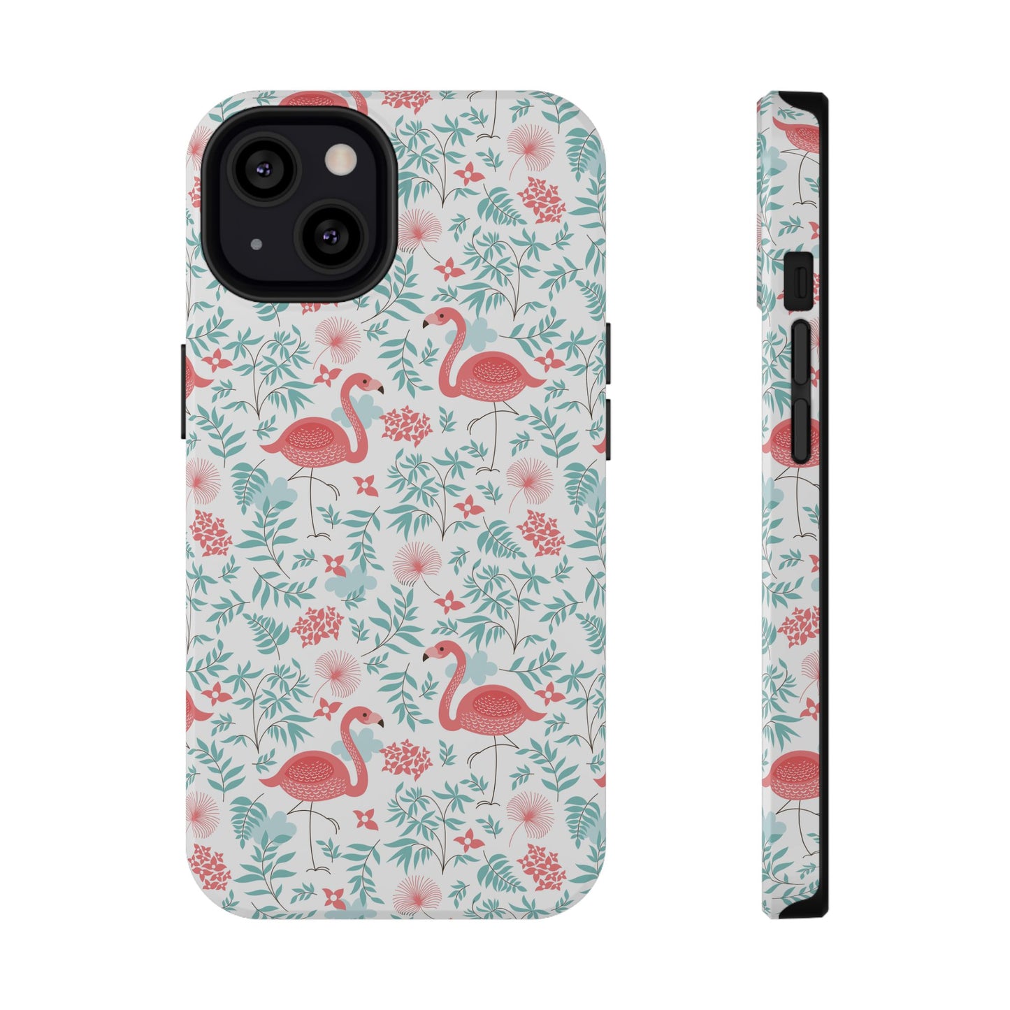Flamingo Floral Impact Phone Case — Shockproof Protective Cover with Pink Flamingo & Botanical Pattern