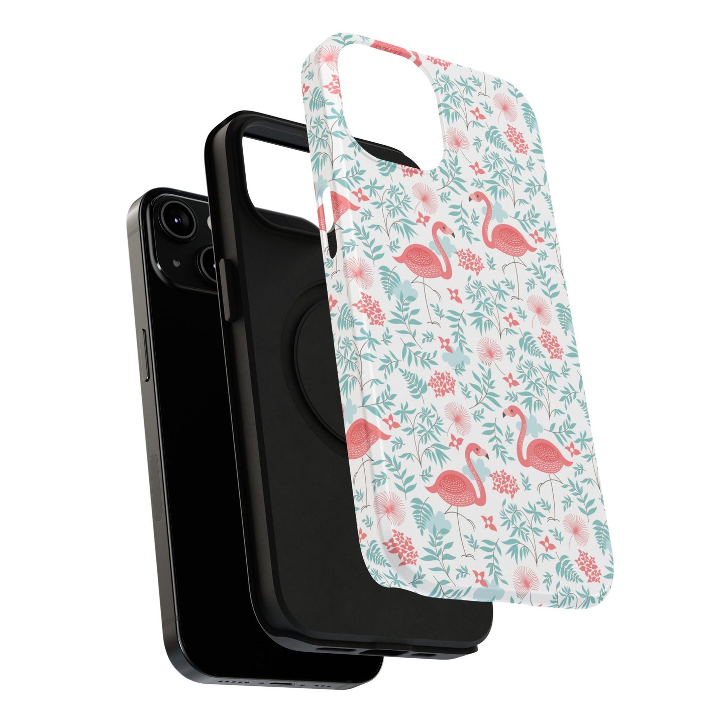 Flamingo Floral Impact Phone Case — Shockproof Protective Cover with Pink Flamingo & Botanical Pattern