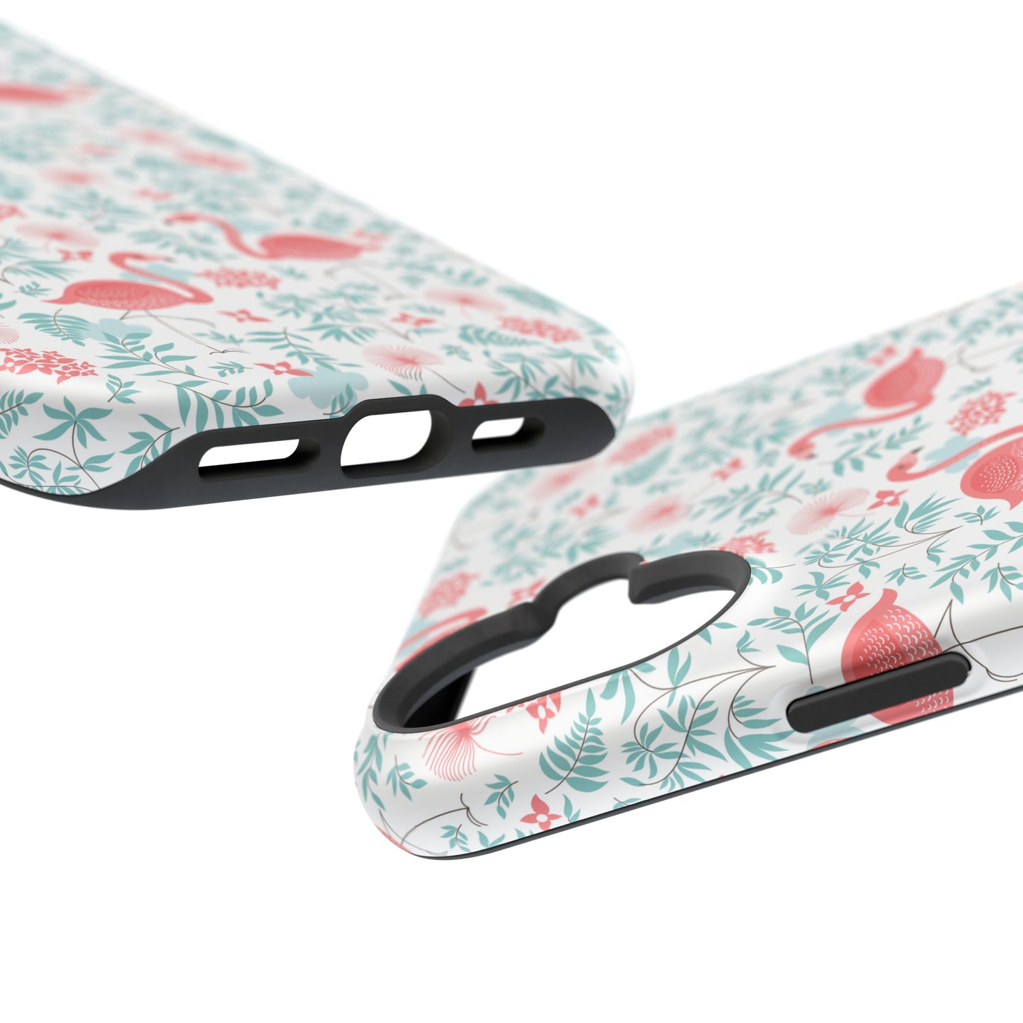 Flamingo Floral Impact Phone Case — Shockproof Protective Cover with Pink Flamingo & Botanical Pattern