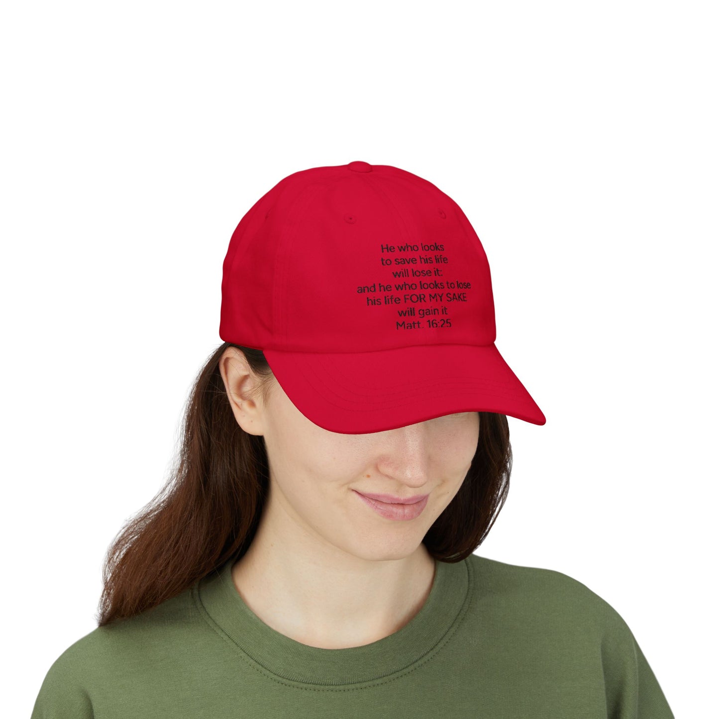 Christian Dad Cap – Matthew 16:25 Embroidered Baseball Hat