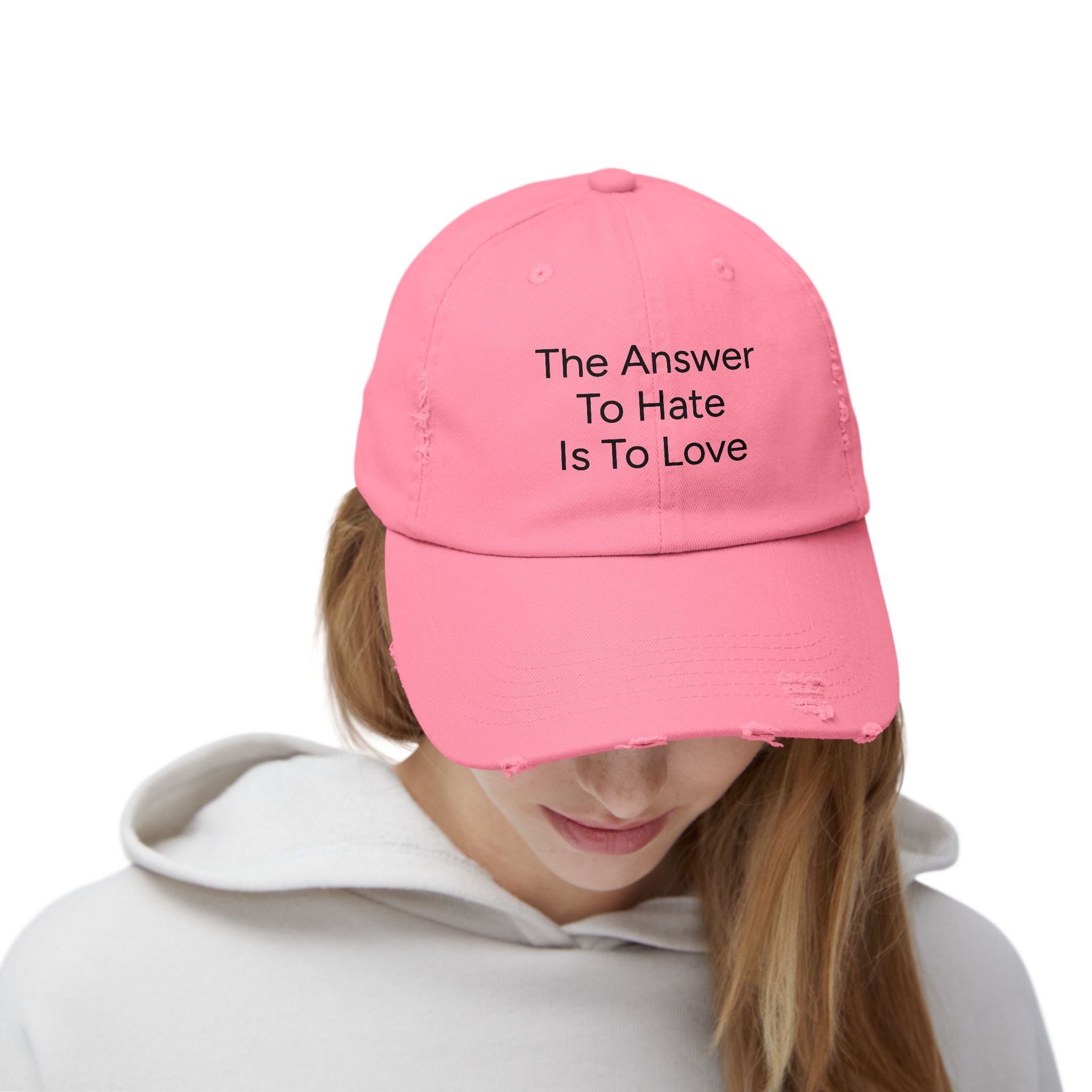 Distressed Cap - The Answer To Hate Is To Love