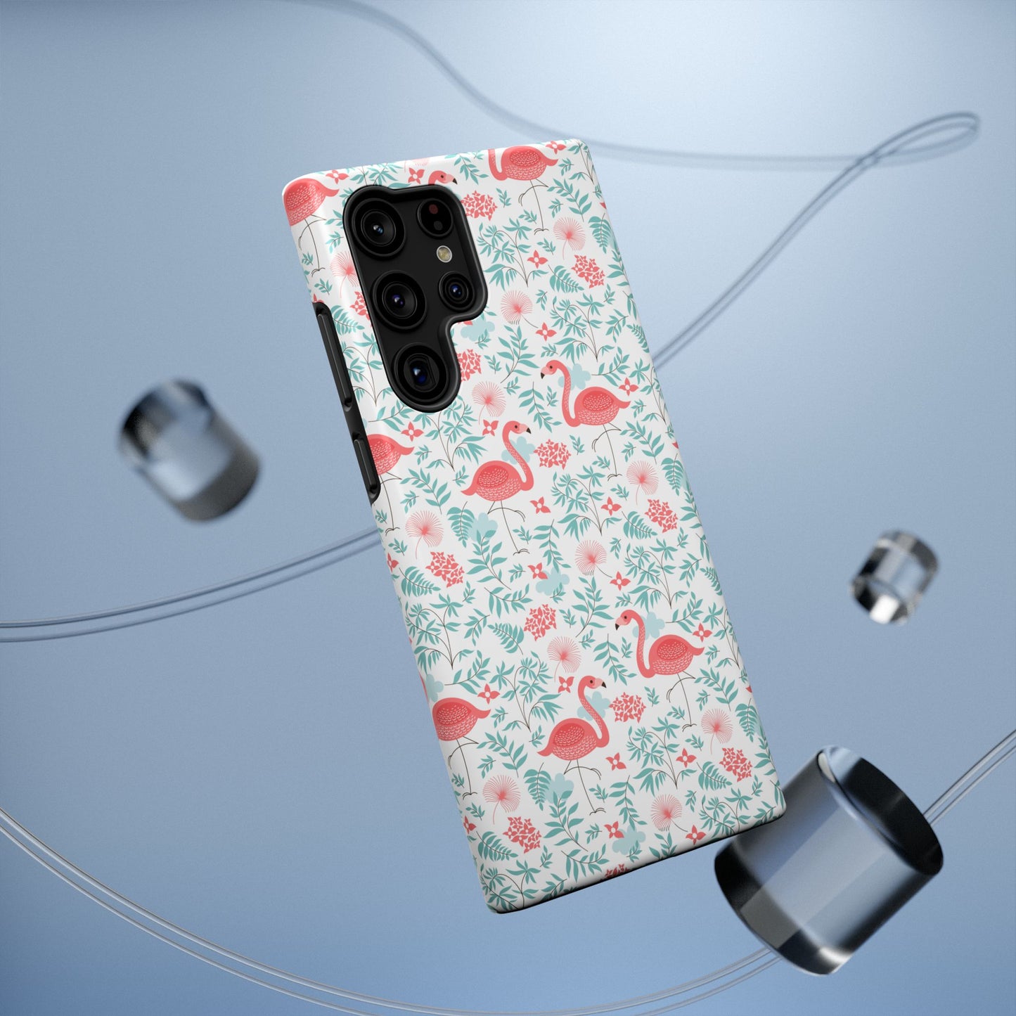 Flamingo Floral Impact Phone Case — Shockproof Protective Cover with Pink Flamingo & Botanical Pattern