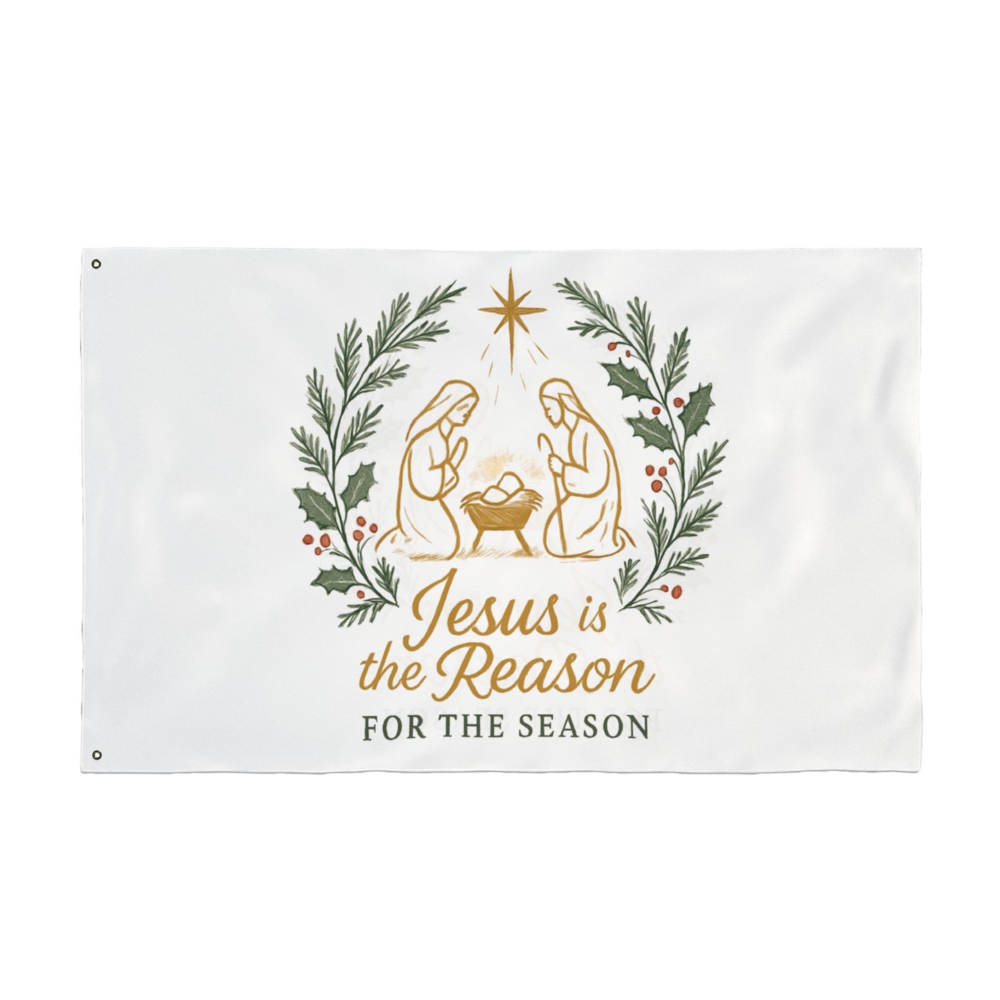 Double-Sided Flag — "Jesus Is the Reason for the Season" Nativity Christmas Flag