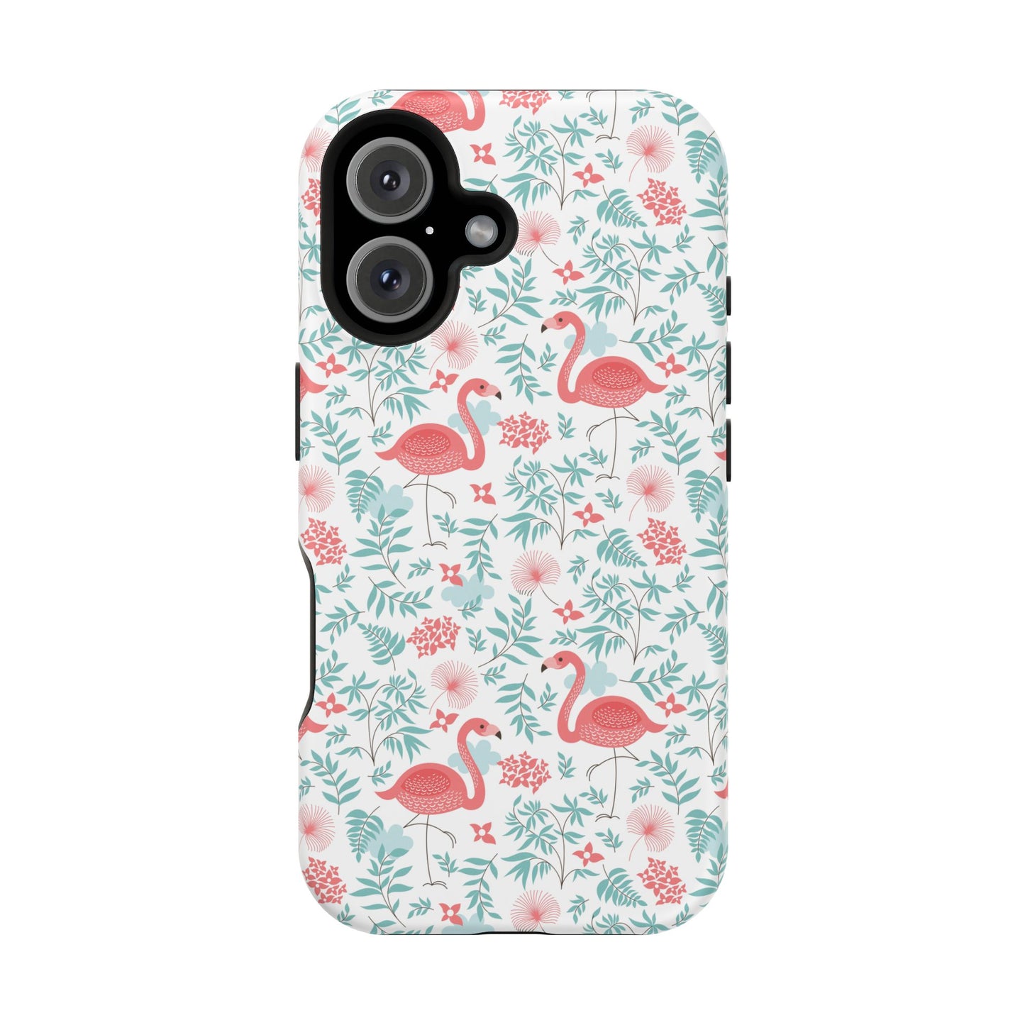 Flamingo Floral Impact Phone Case — Shockproof Protective Cover with Pink Flamingo & Botanical Pattern