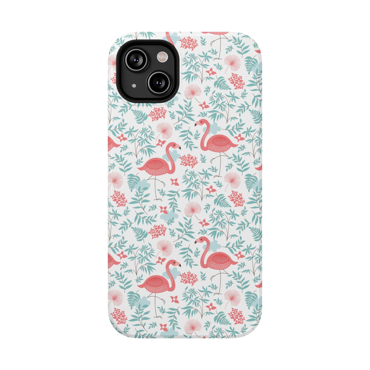Flamingo Floral Impact Phone Case — Shockproof Protective Cover with Pink Flamingo & Botanical Pattern