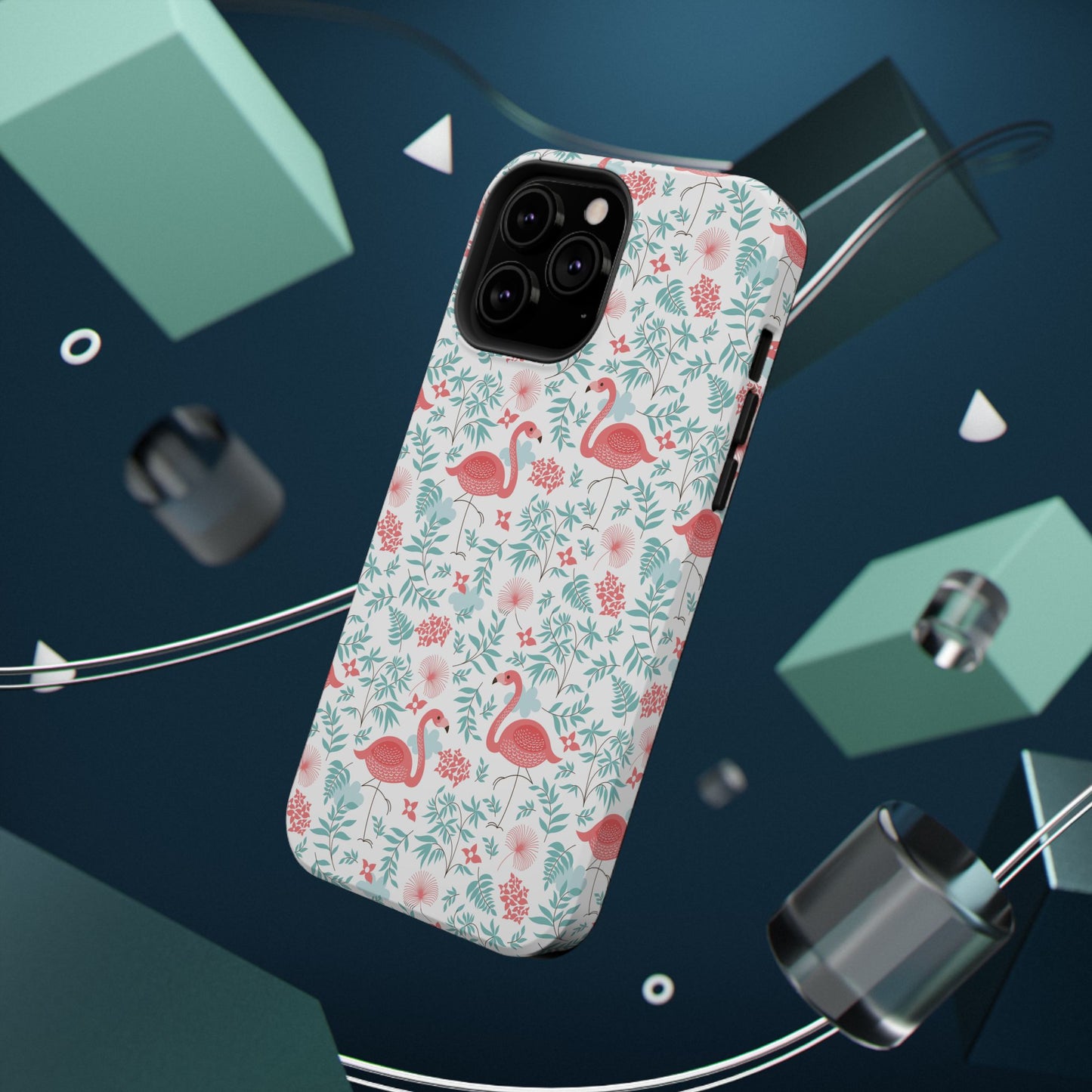 Flamingo Floral Impact Phone Case — Shockproof Protective Cover with Pink Flamingo & Botanical Pattern