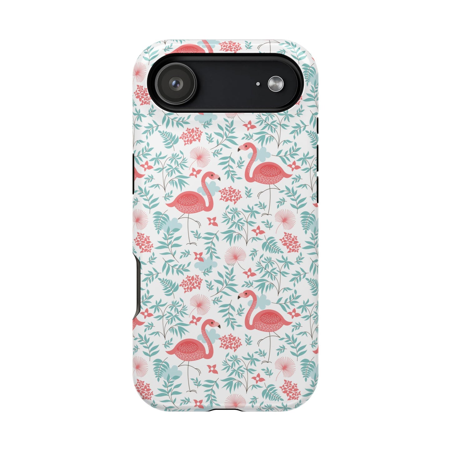 Flamingo Floral Impact Phone Case — Shockproof Protective Cover with Pink Flamingo & Botanical Pattern