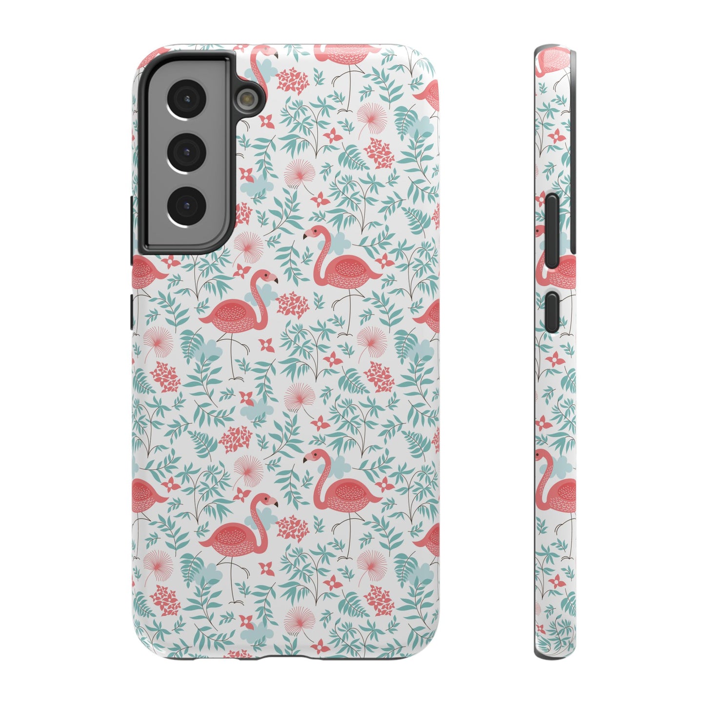 Flamingo Floral Impact Phone Case — Shockproof Protective Cover with Pink Flamingo & Botanical Pattern