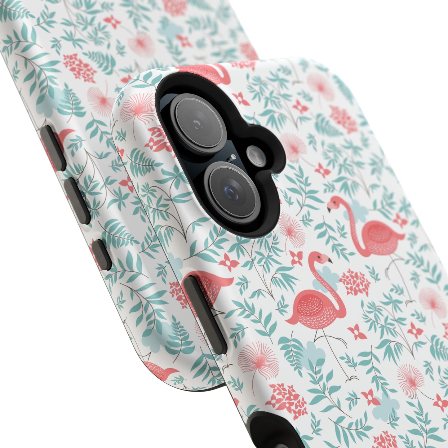 Flamingo Floral Impact Phone Case — Shockproof Protective Cover with Pink Flamingo & Botanical Pattern
