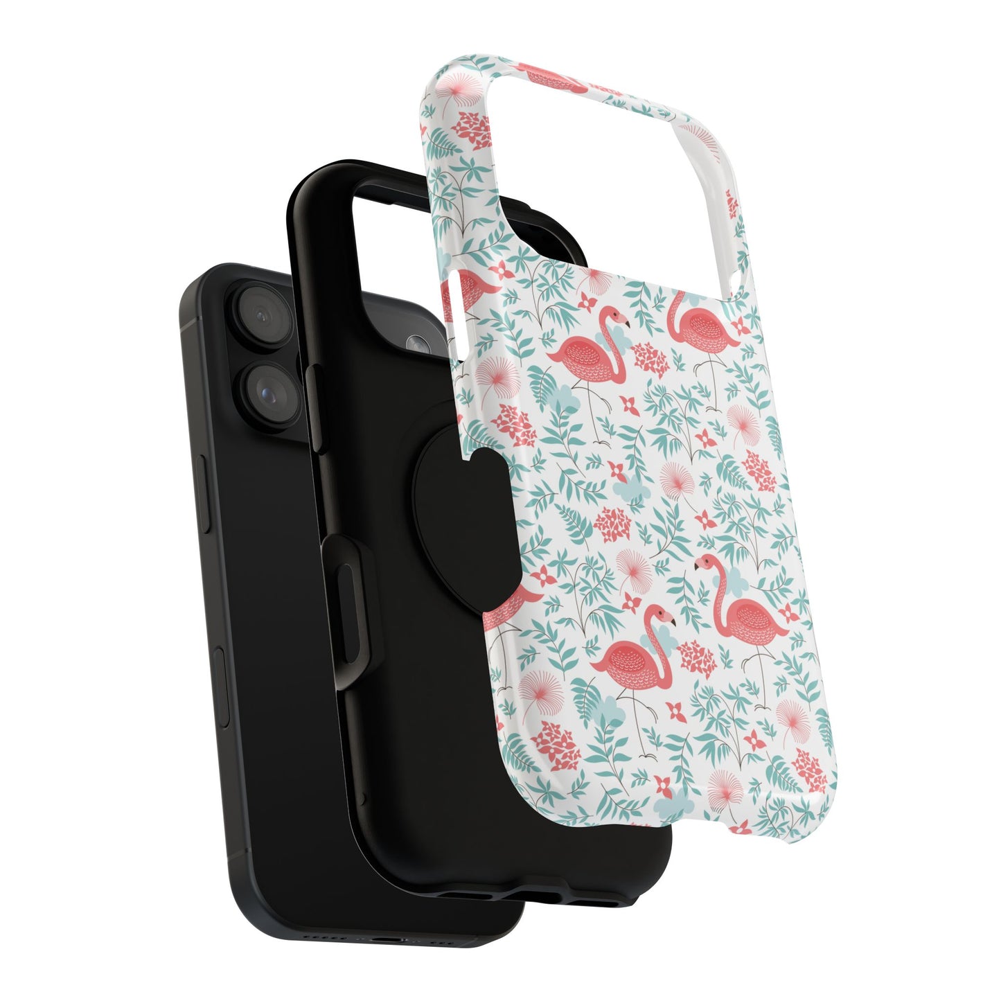 Flamingo Floral Impact Phone Case — Shockproof Protective Cover with Pink Flamingo & Botanical Pattern
