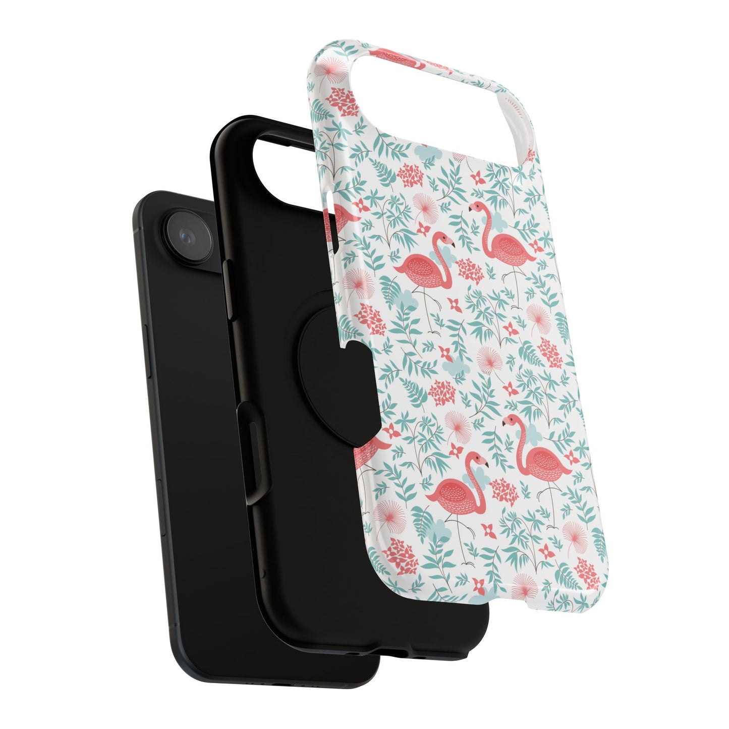 Flamingo Floral Impact Phone Case — Shockproof Protective Cover with Pink Flamingo & Botanical Pattern