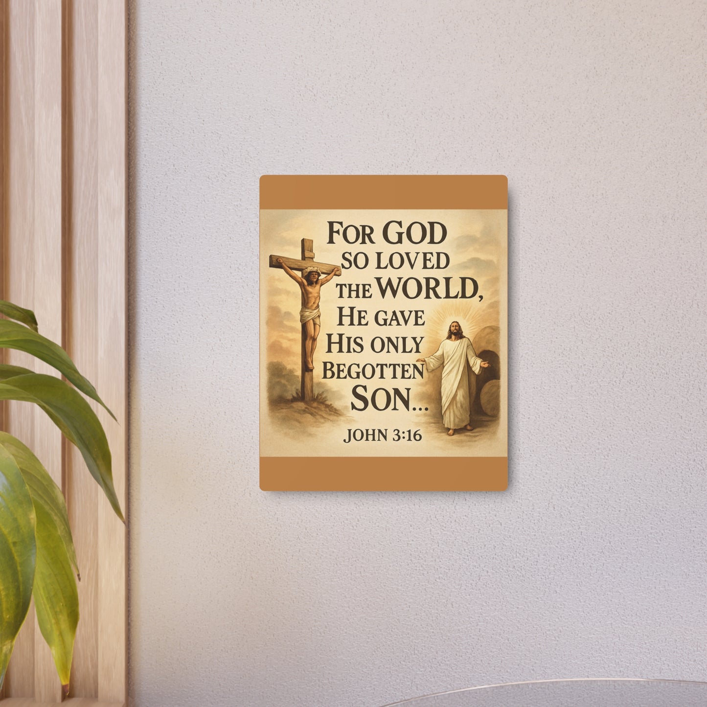God So Loved the World Metal Art Sign — Jesus Scripture Wall Decor
