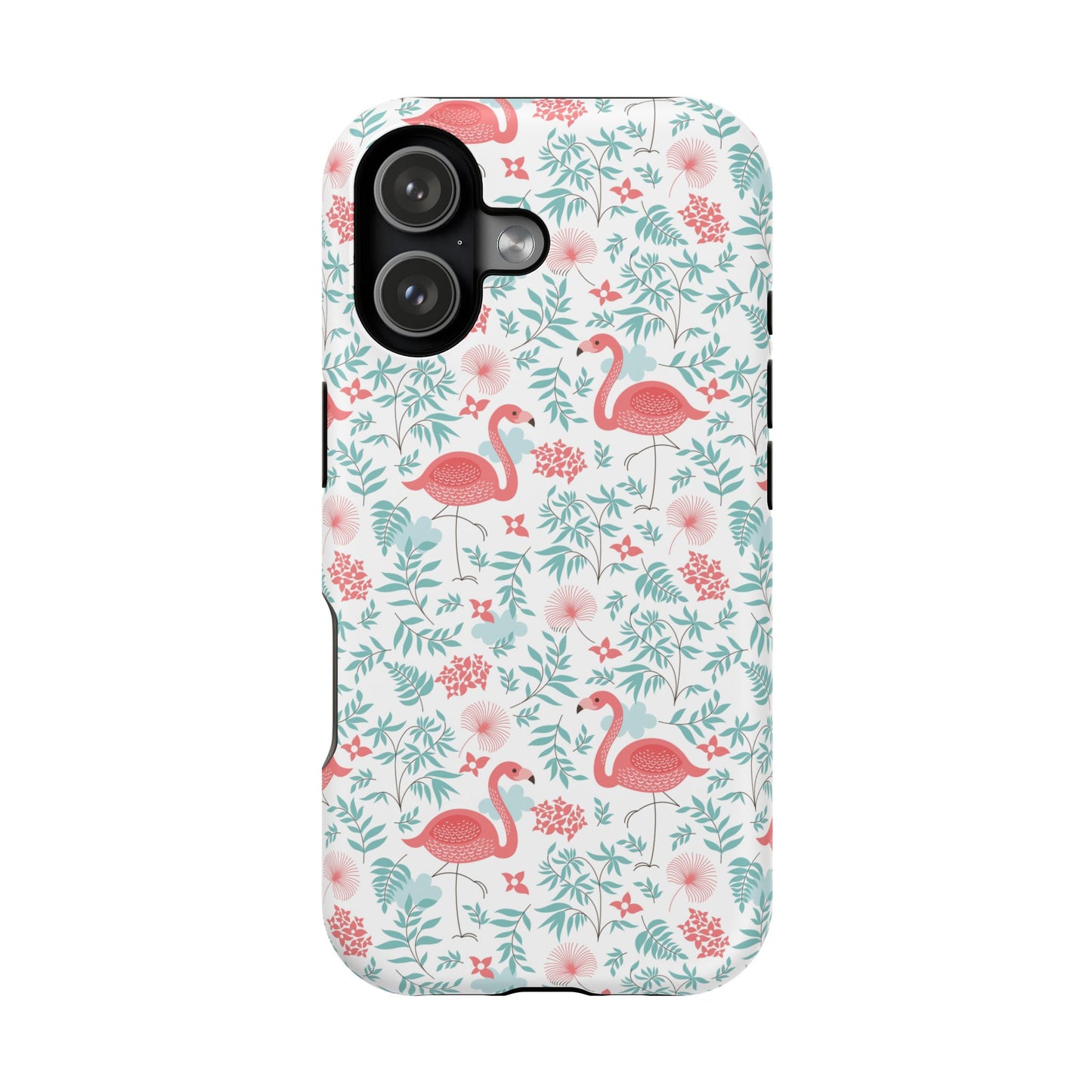 Flamingo Floral Impact Phone Case — Shockproof Protective Cover with Pink Flamingo & Botanical Pattern