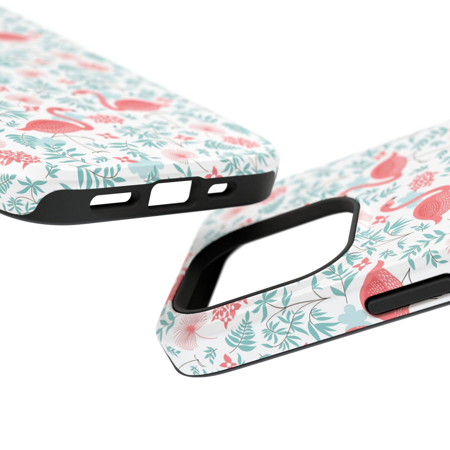 Flamingo Floral Impact Phone Case — Shockproof Protective Cover with Pink Flamingo & Botanical Pattern