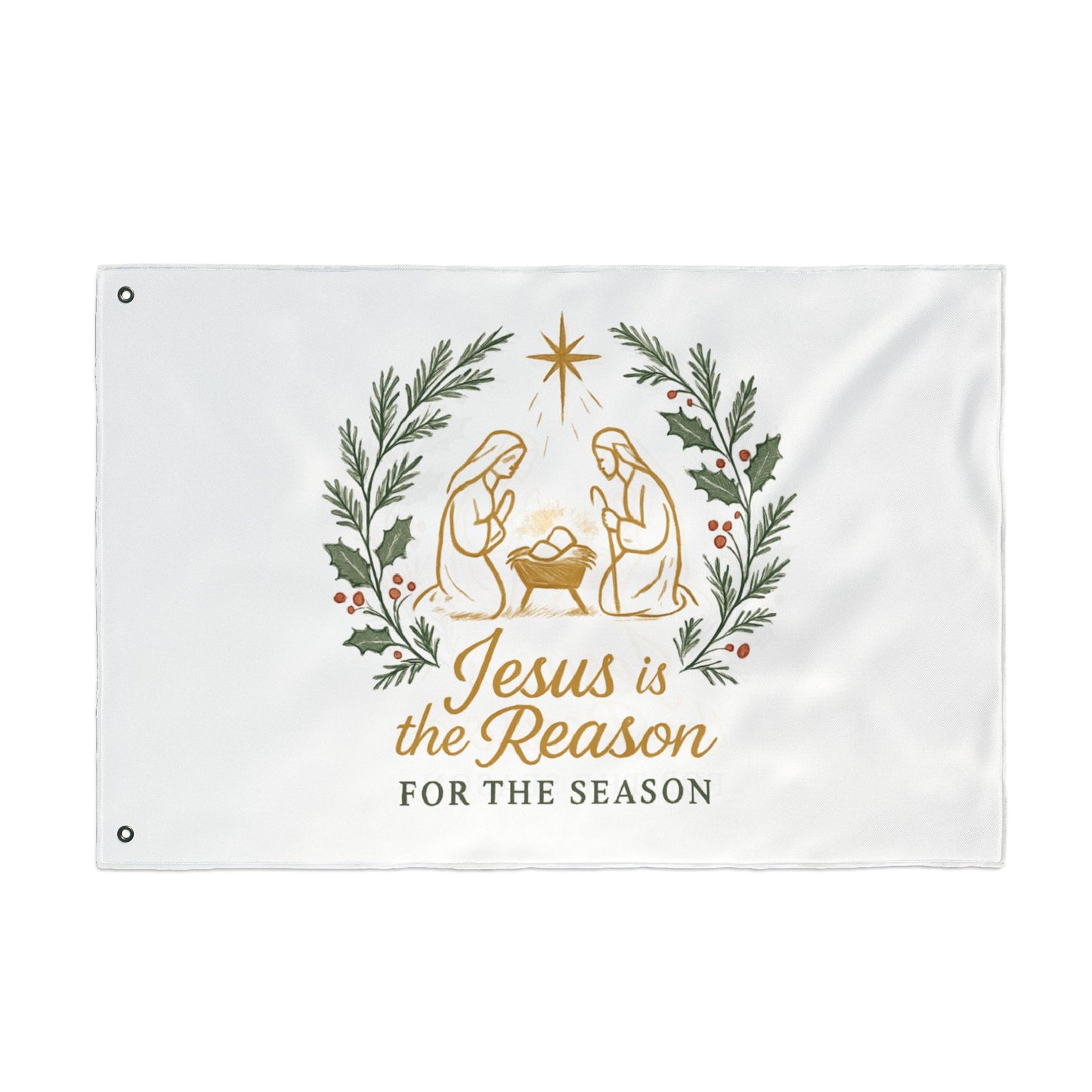 Double-Sided Flag — "Jesus Is the Reason for the Season" Nativity Christmas Flag