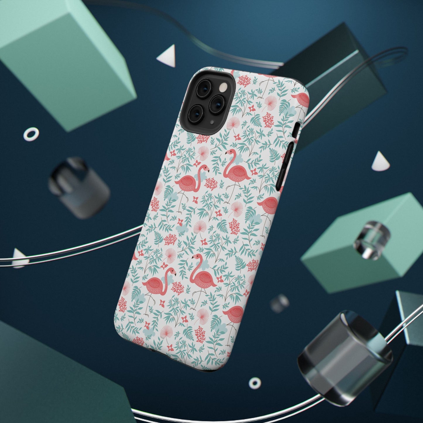 Flamingo Floral Impact Phone Case — Shockproof Protective Cover with Pink Flamingo & Botanical Pattern