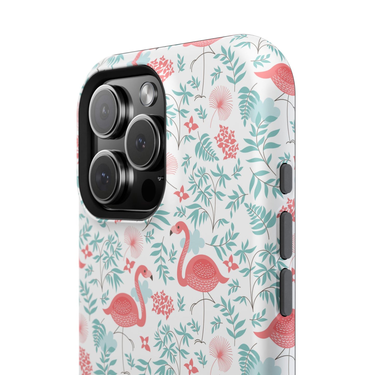 Flamingo Floral Impact Phone Case — Shockproof Protective Cover with Pink Flamingo & Botanical Pattern