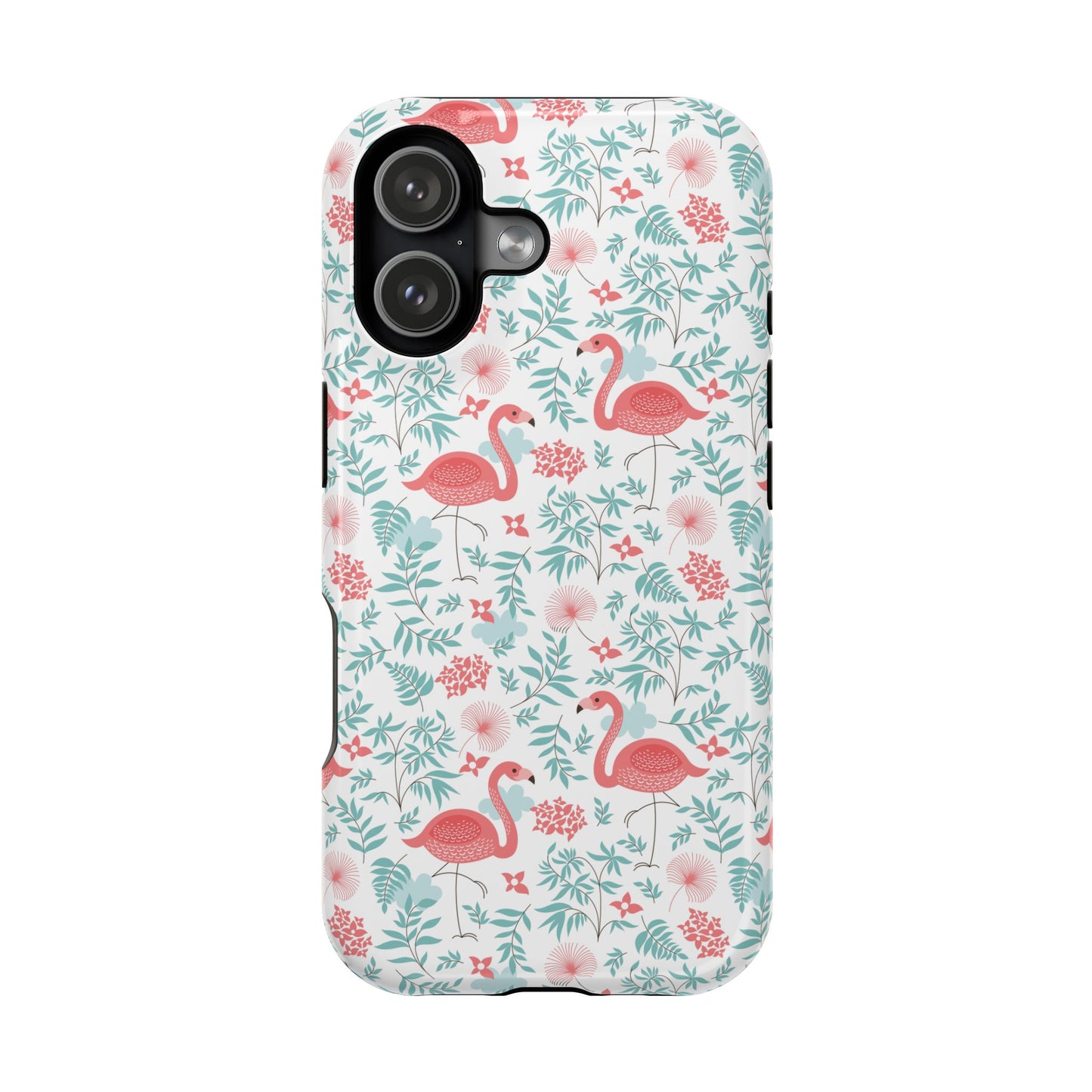 Flamingo Floral Impact Phone Case — Shockproof Protective Cover with Pink Flamingo & Botanical Pattern