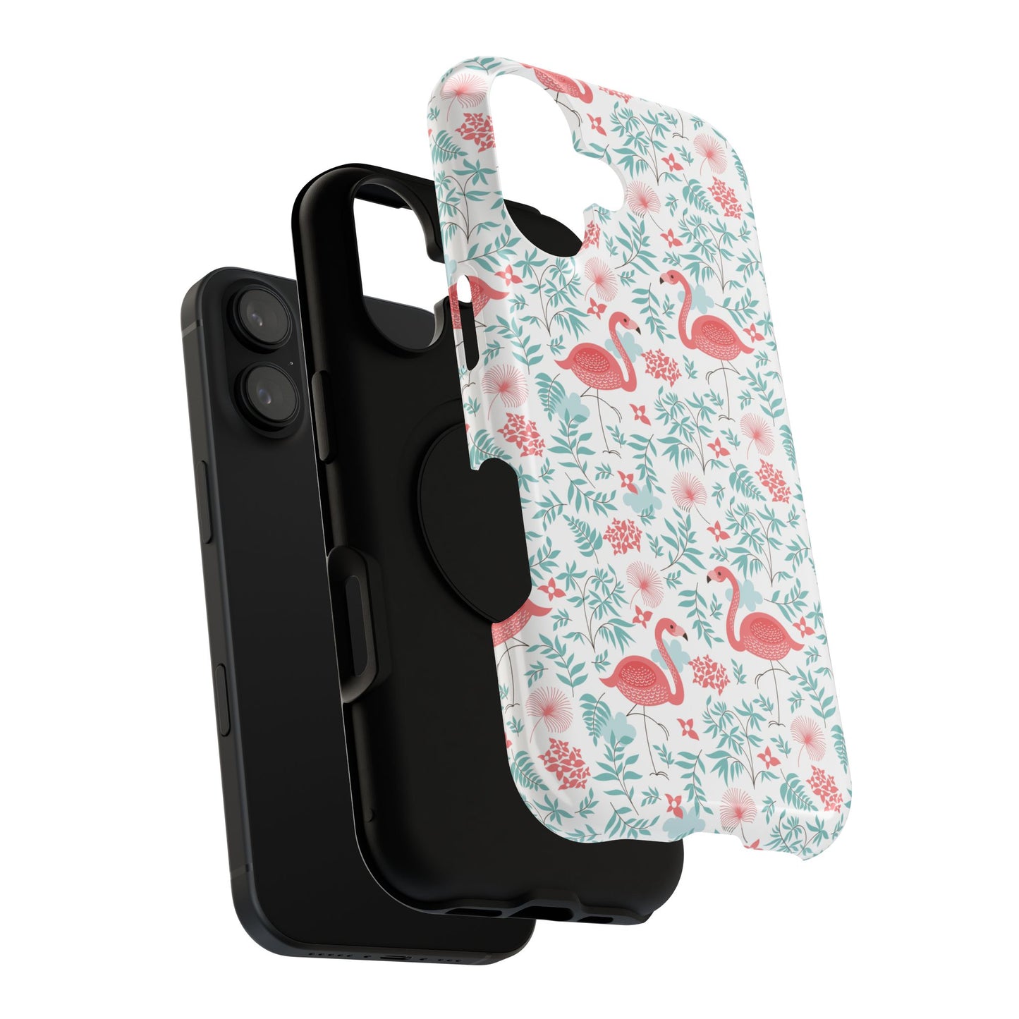 Flamingo Floral Impact Phone Case — Shockproof Protective Cover with Pink Flamingo & Botanical Pattern
