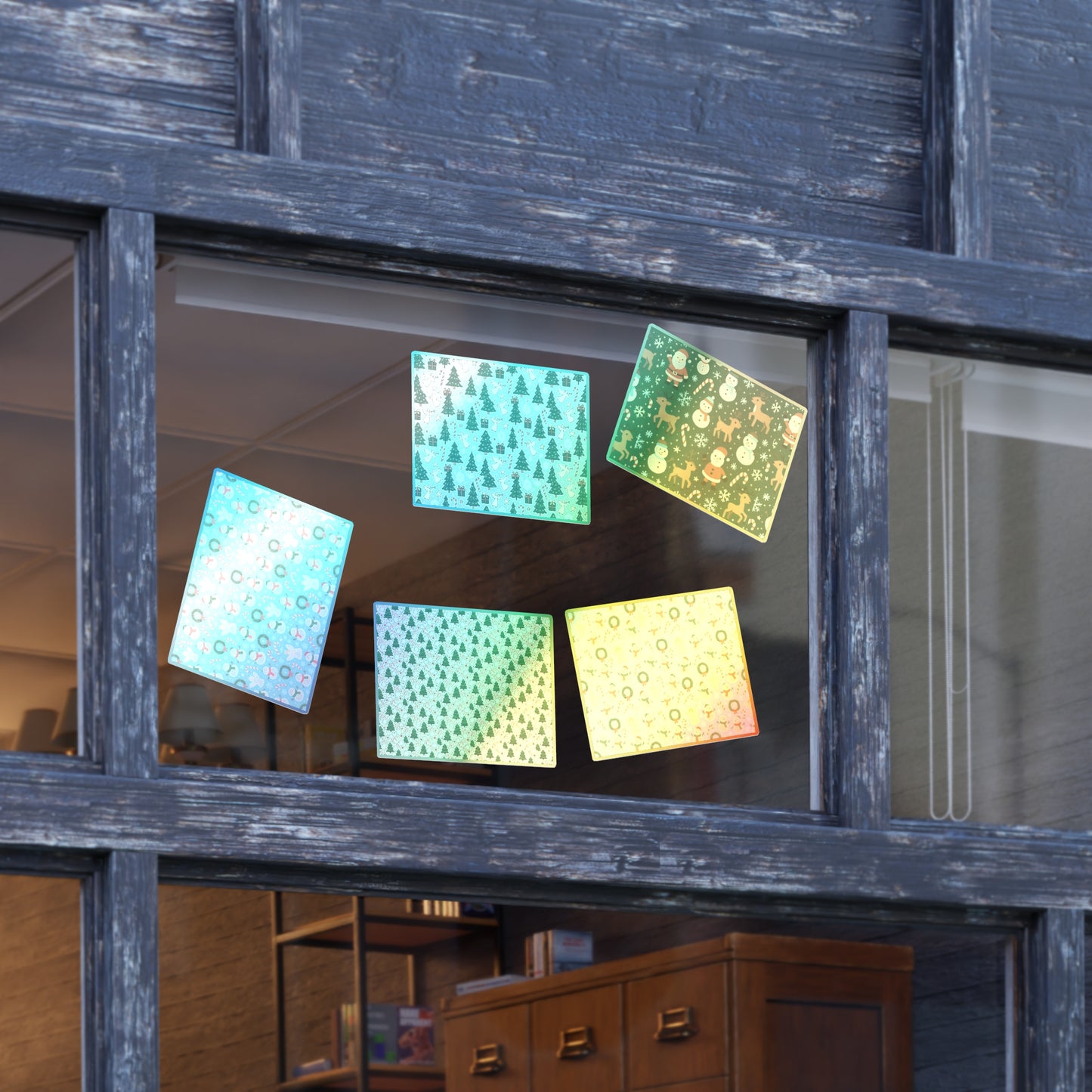 Holographic Holiday Sticker Sheets — 10-Pack Christmas Window Decals
