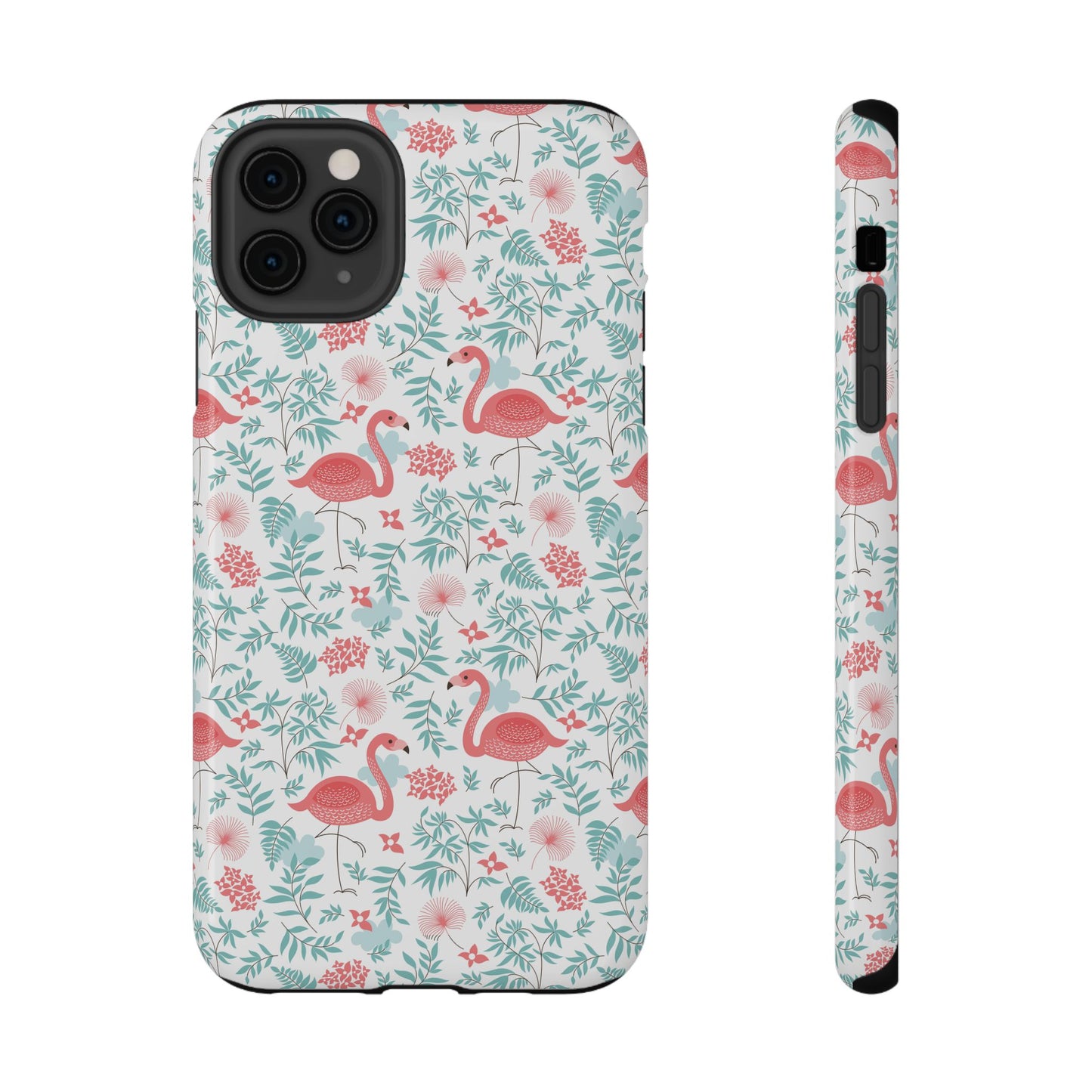 Flamingo Floral Impact Phone Case — Shockproof Protective Cover with Pink Flamingo & Botanical Pattern