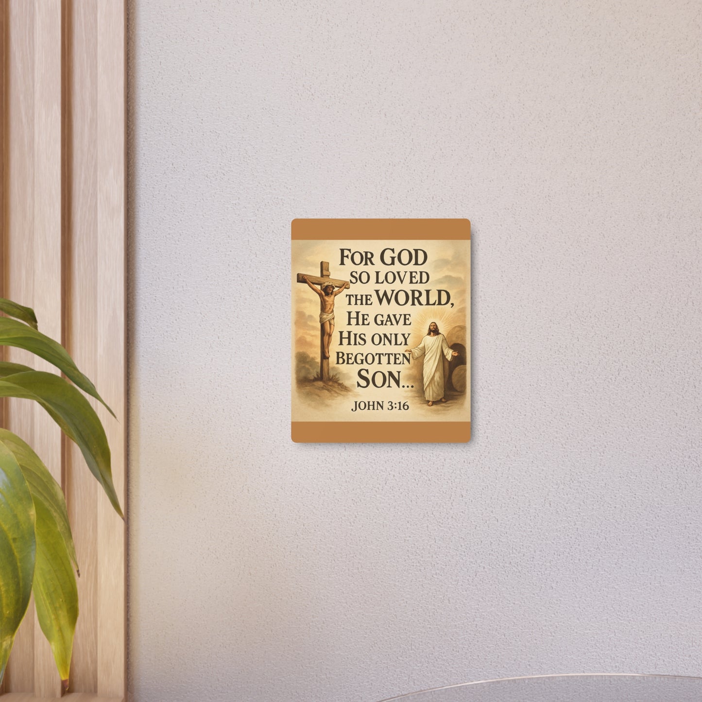 God So Loved the World Metal Art Sign — Jesus Scripture Wall Decor