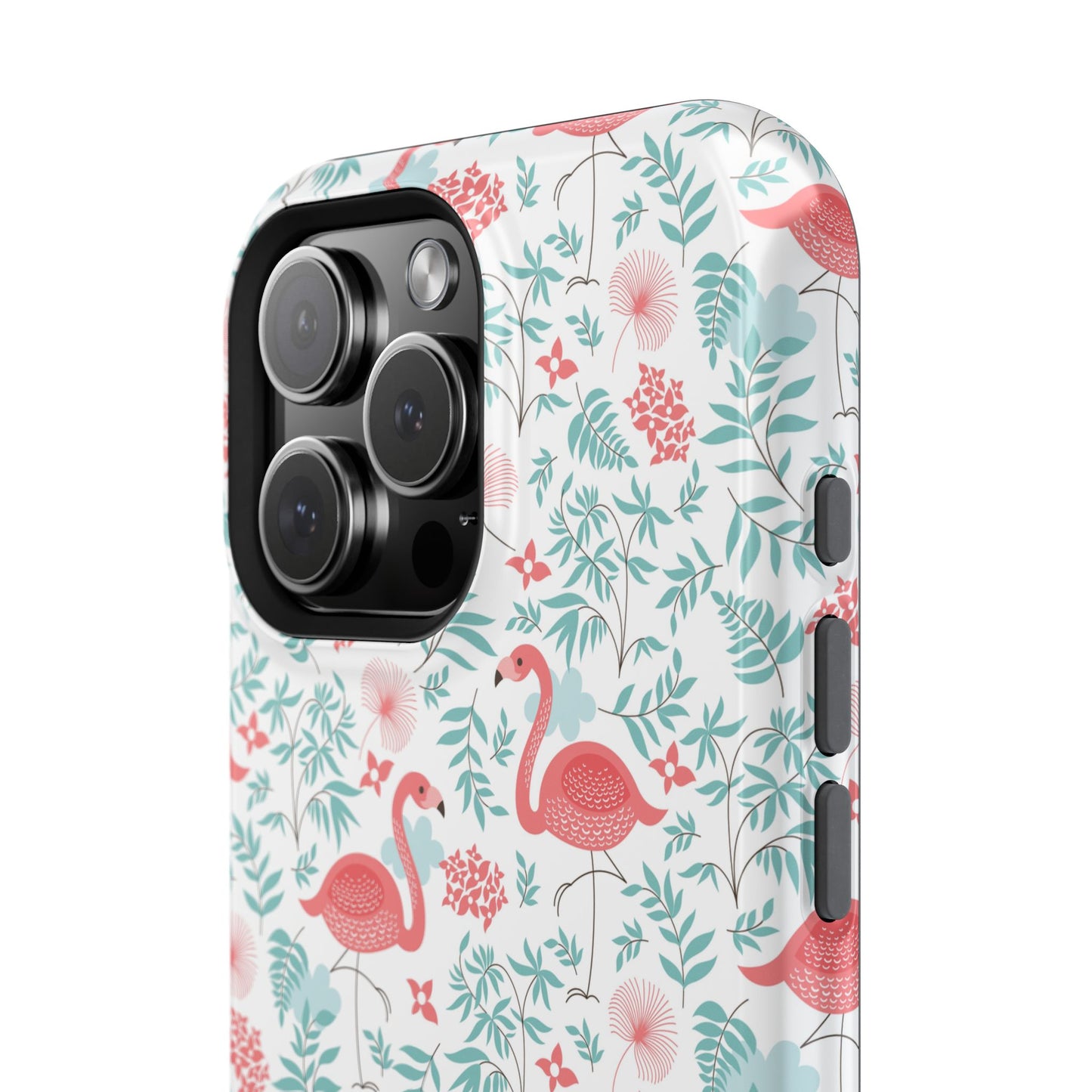 Flamingo Floral Impact Phone Case — Shockproof Protective Cover with Pink Flamingo & Botanical Pattern