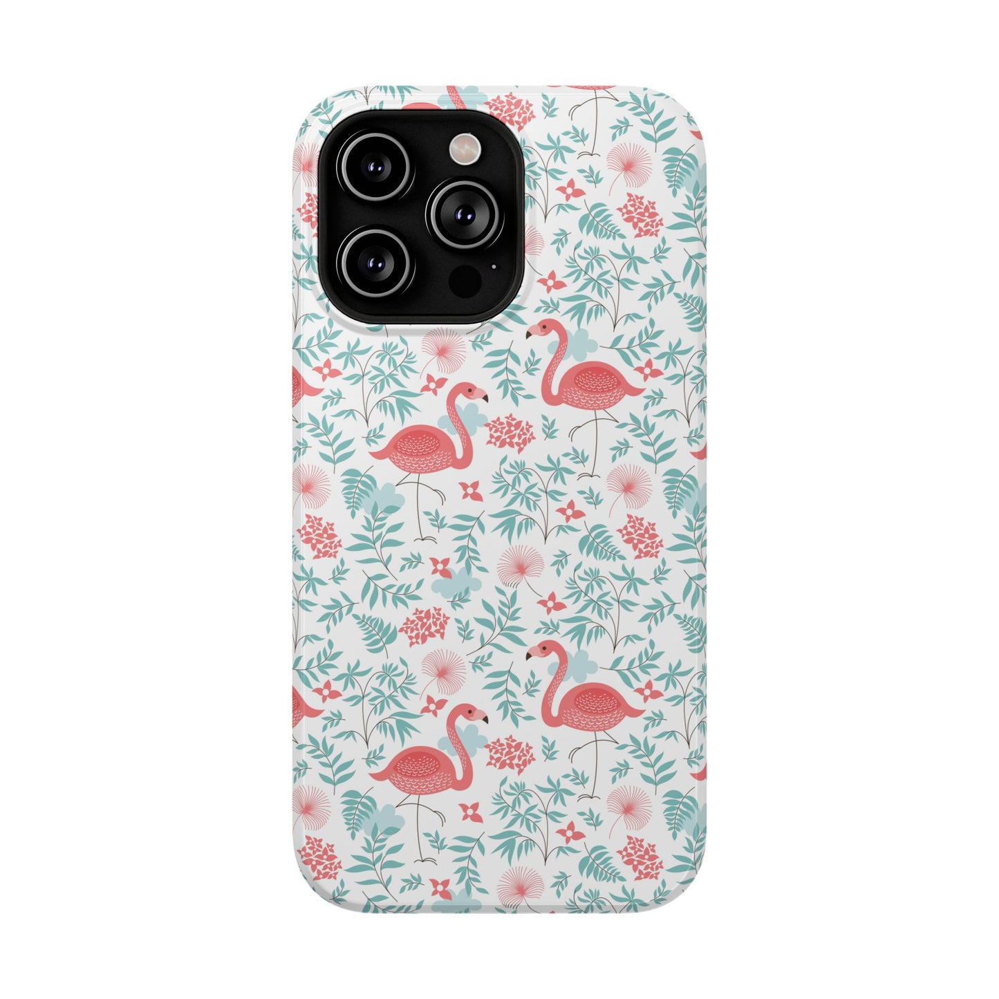 Flamingo Floral Impact Phone Case — Shockproof Protective Cover with Pink Flamingo & Botanical Pattern
