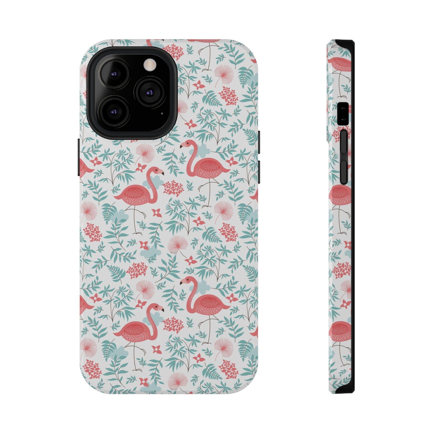 Flamingo Floral Impact Phone Case — Shockproof Protective Cover with Pink Flamingo & Botanical Pattern