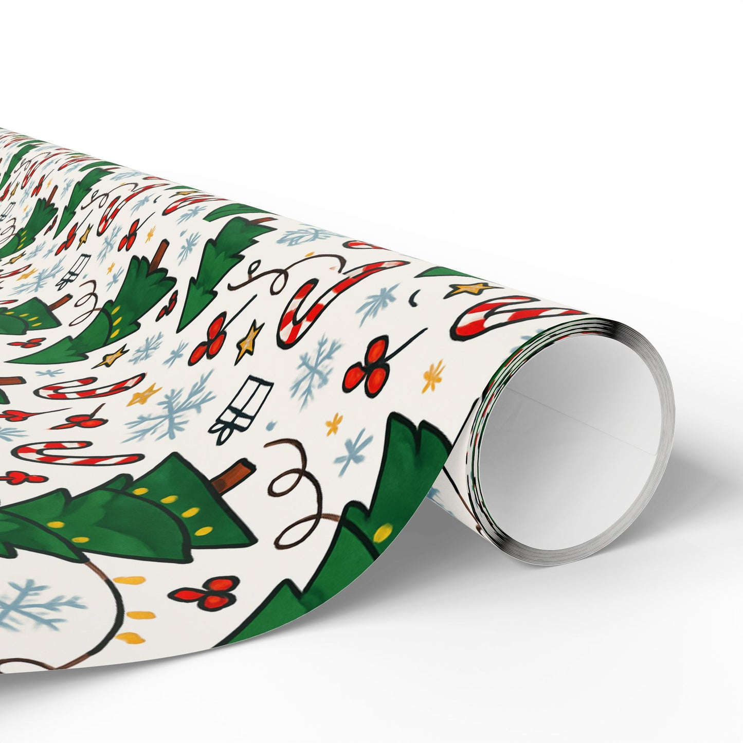 Christmas Trees & Candy Canes Wrapping Paper Roll — Festive Holiday Gift Wrap