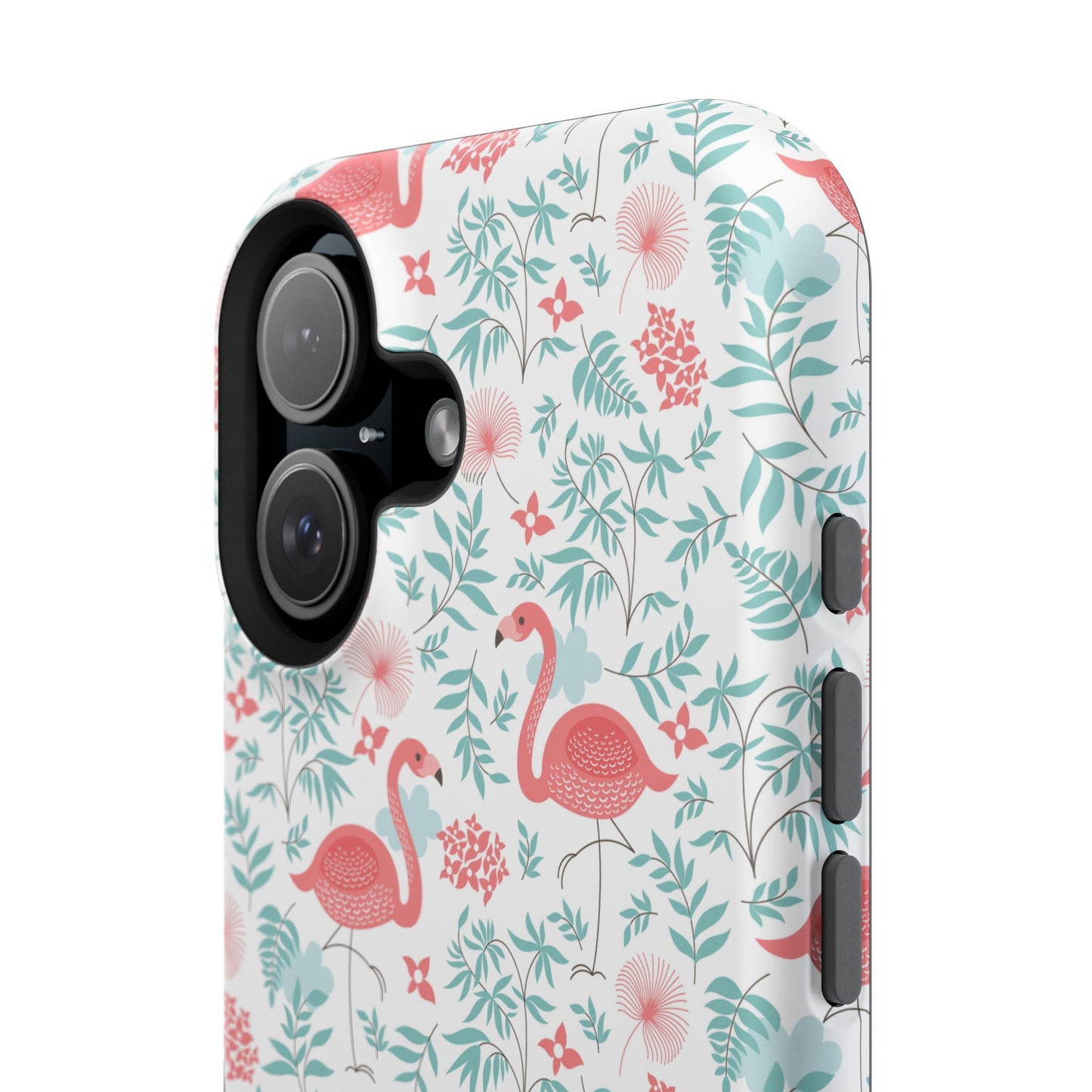 Flamingo Floral Impact Phone Case — Shockproof Protective Cover with Pink Flamingo & Botanical Pattern