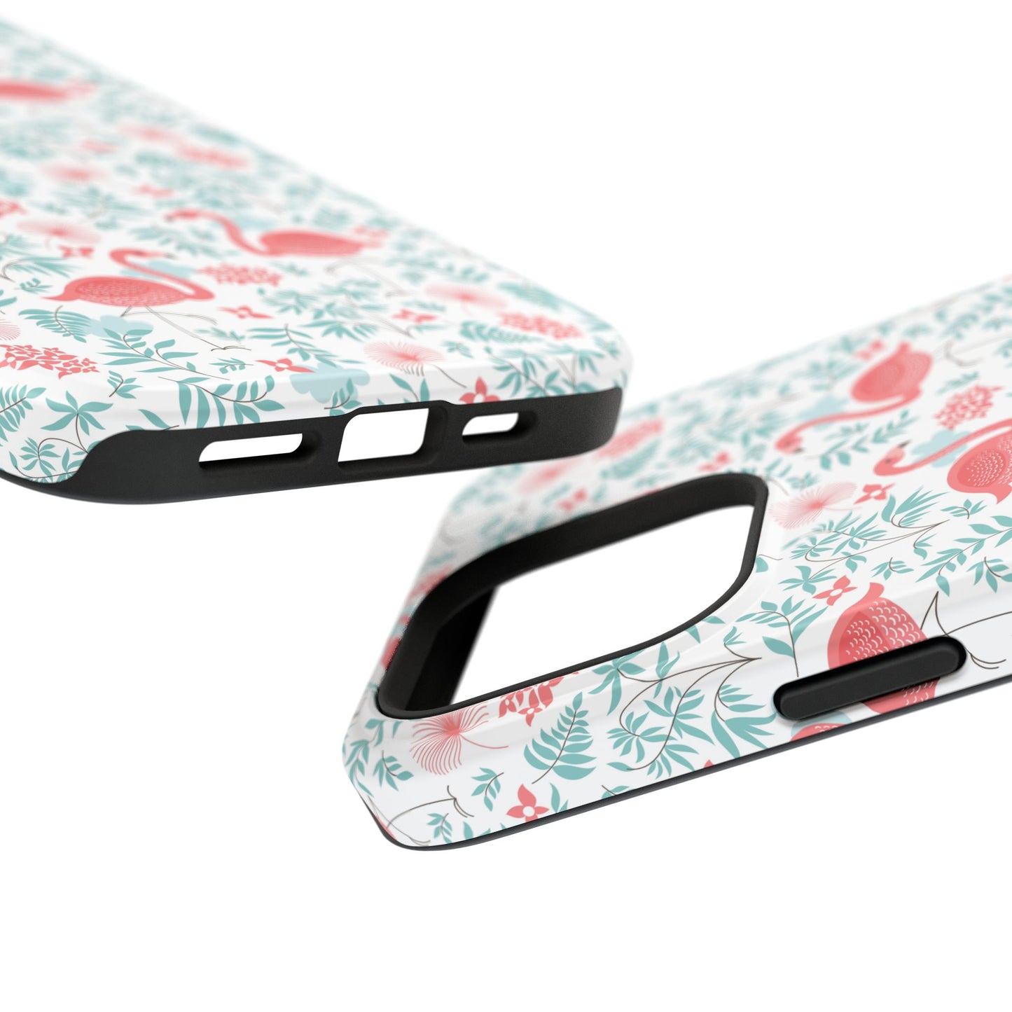 Flamingo Floral Impact Phone Case — Shockproof Protective Cover with Pink Flamingo & Botanical Pattern