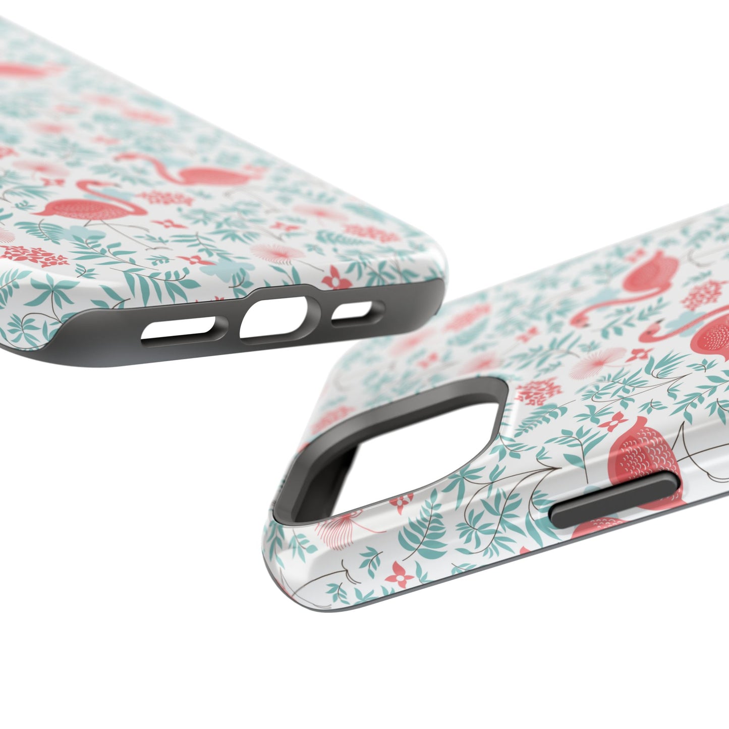 Flamingo Floral Impact Phone Case — Shockproof Protective Cover with Pink Flamingo & Botanical Pattern