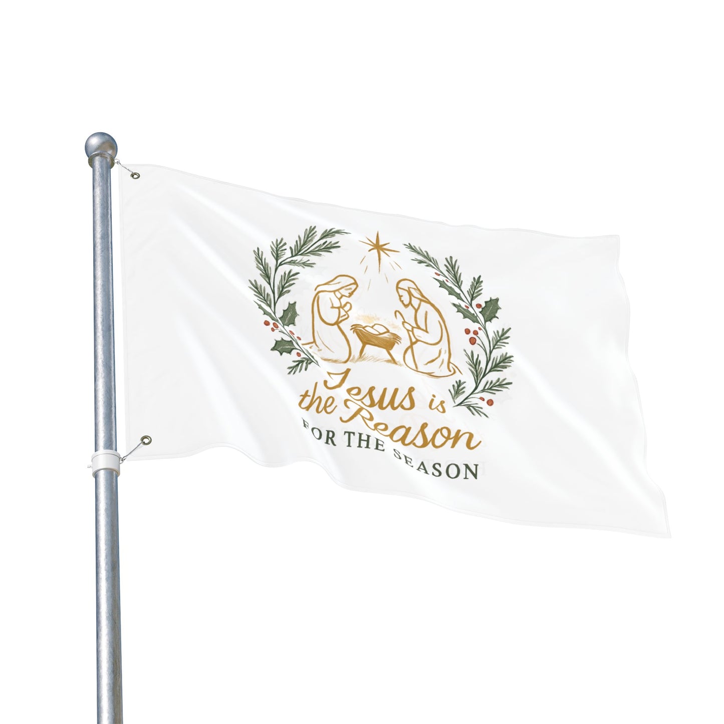 Double-Sided Flag — "Jesus Is the Reason for the Season" Nativity Christmas Flag