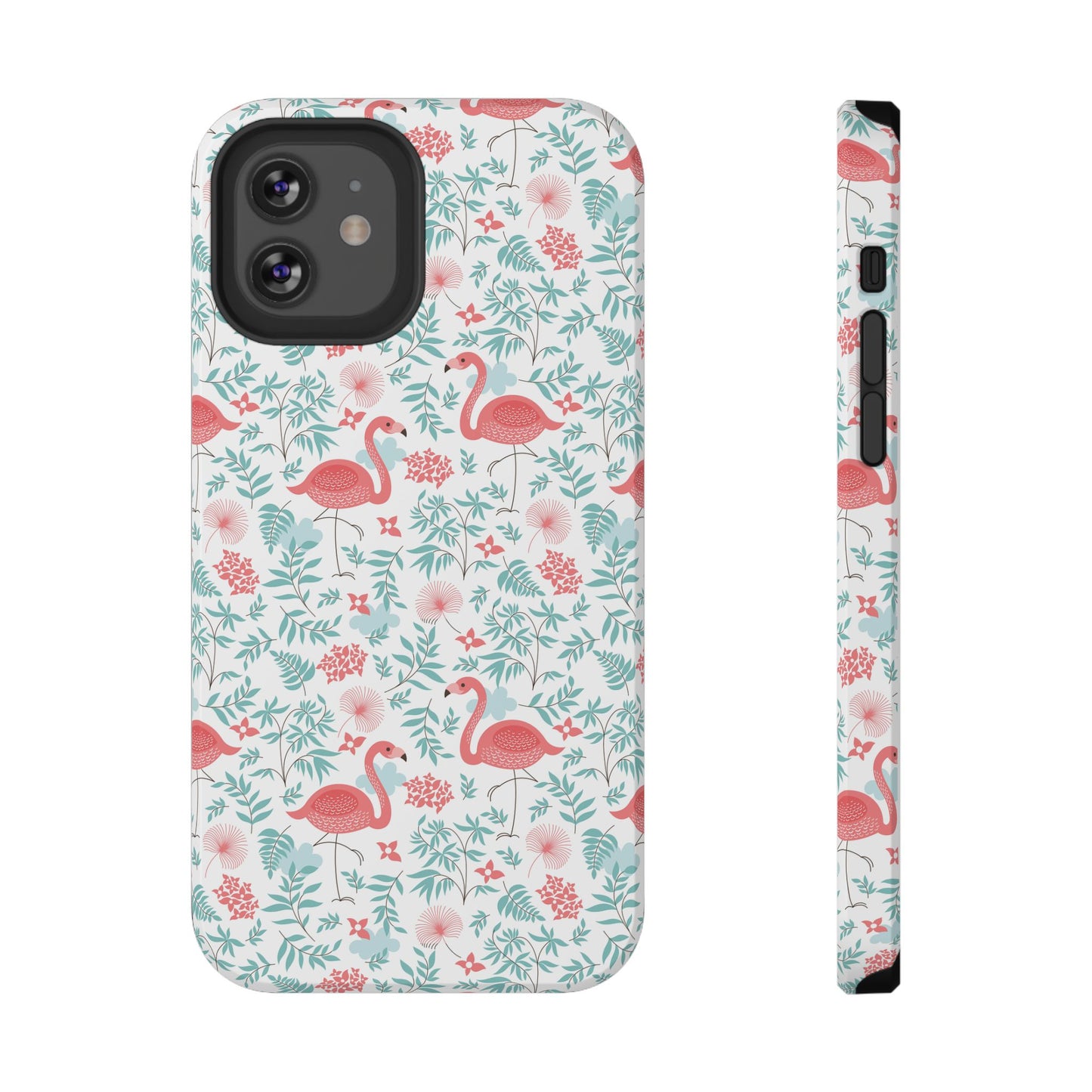 Flamingo Floral Impact Phone Case — Shockproof Protective Cover with Pink Flamingo & Botanical Pattern