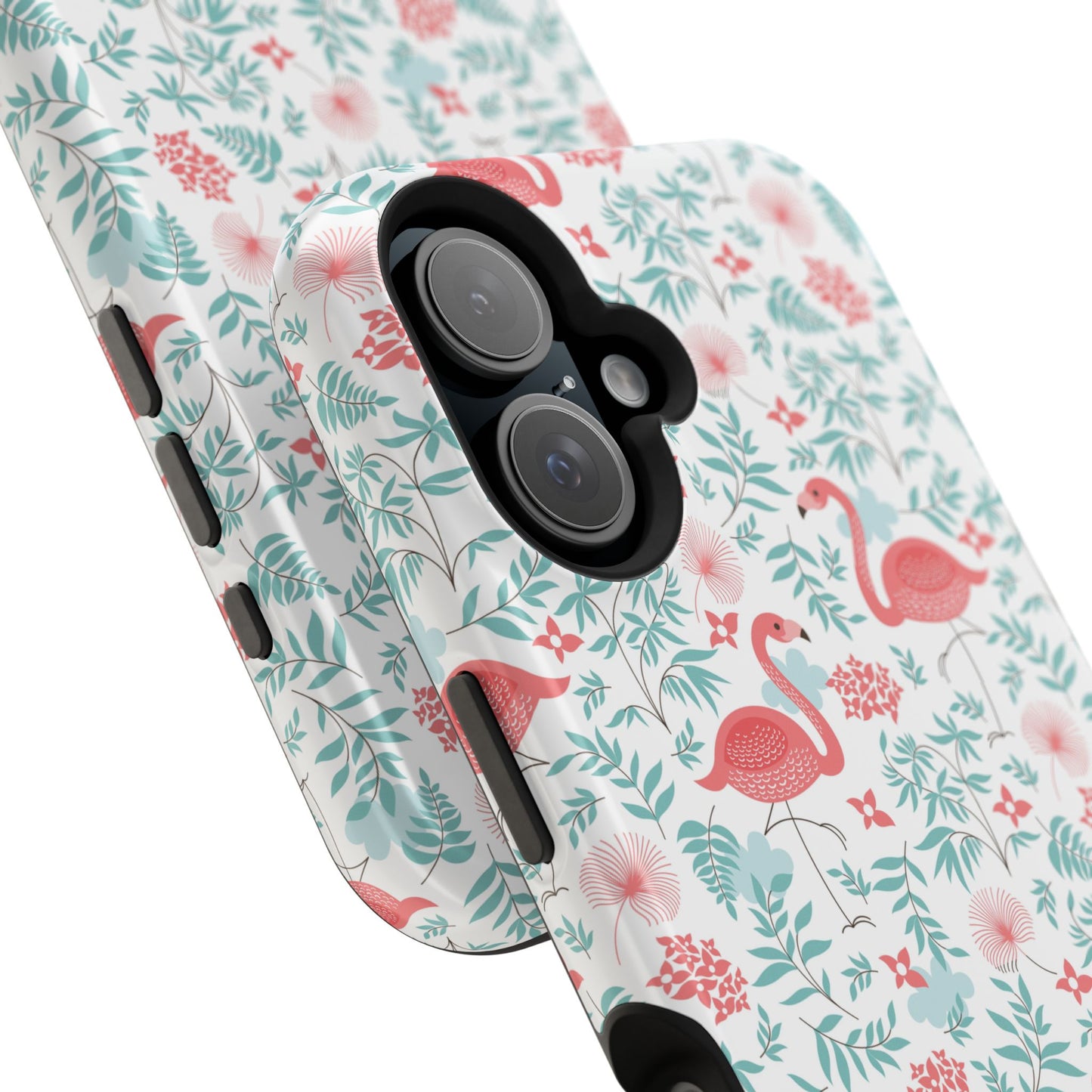 Flamingo Floral Impact Phone Case — Shockproof Protective Cover with Pink Flamingo & Botanical Pattern