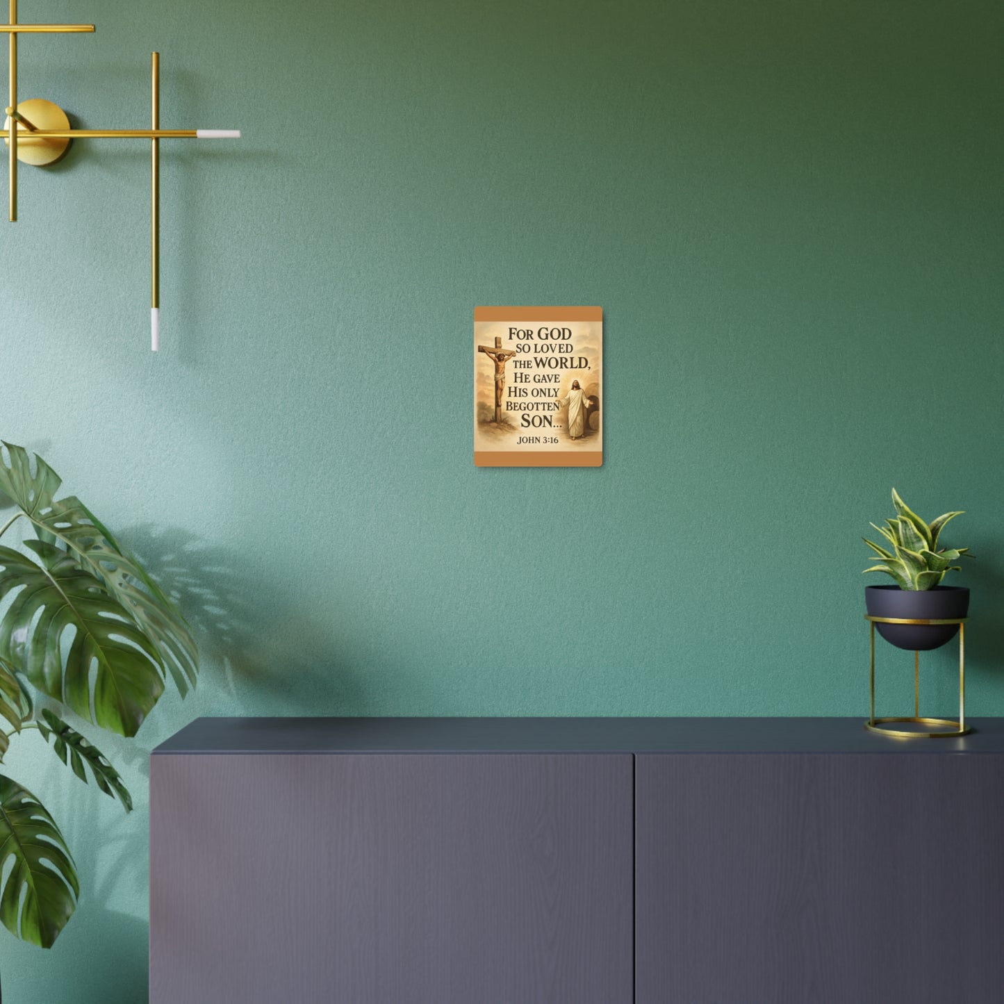 God So Loved the World Metal Art Sign — Jesus Scripture Wall Decor