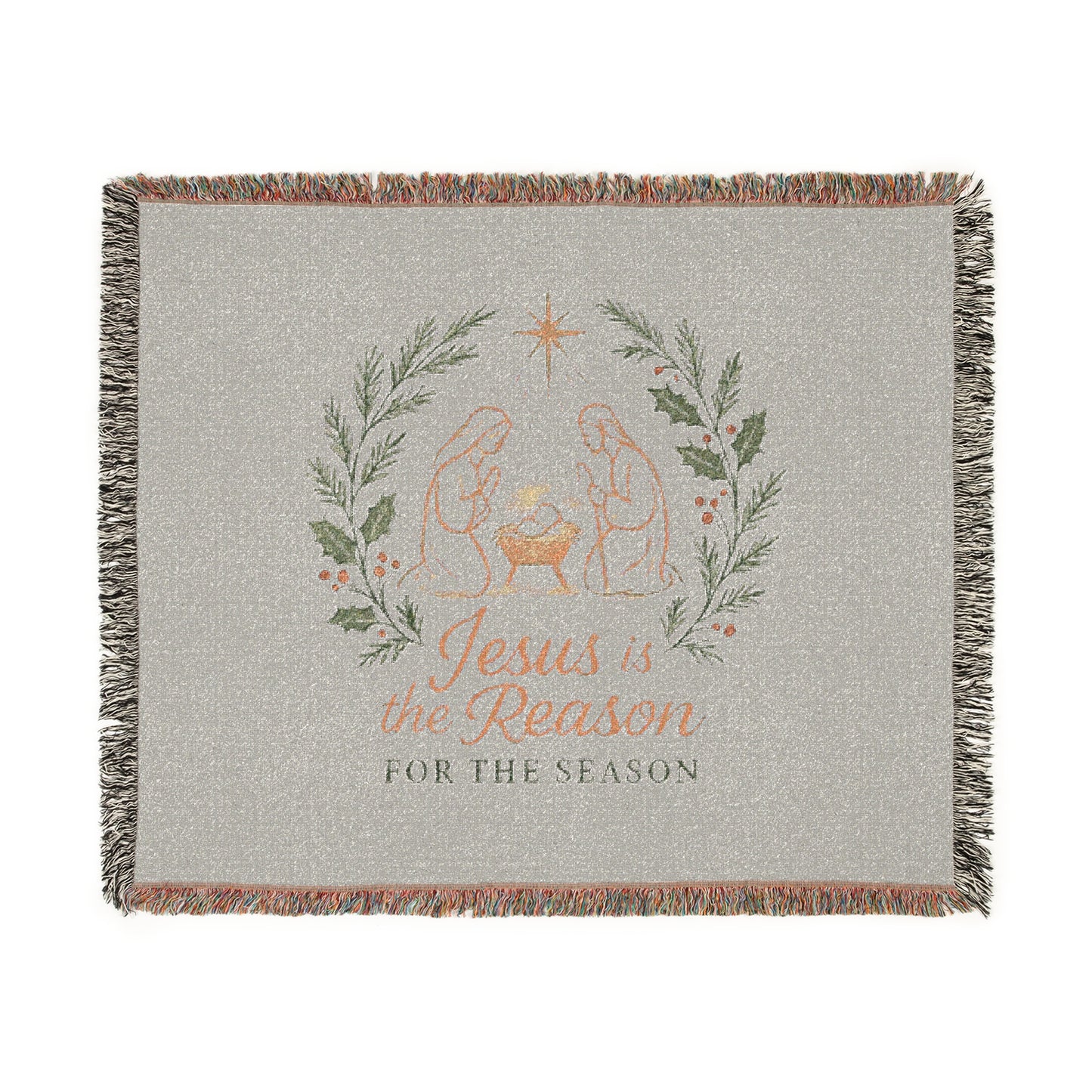 Jesus Is the Reason Woven Blanket — Nativity Christmas Throw
