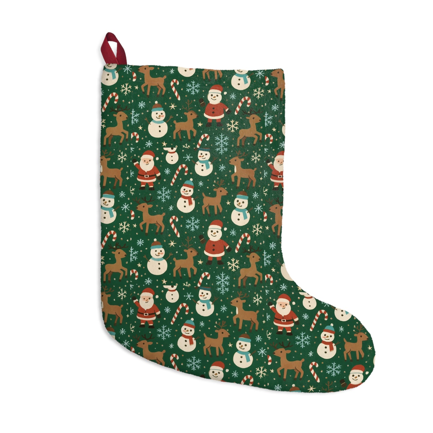 Christmas Stocking – Cute Santa, Snowman & Reindeer Pattern Holiday Stocking