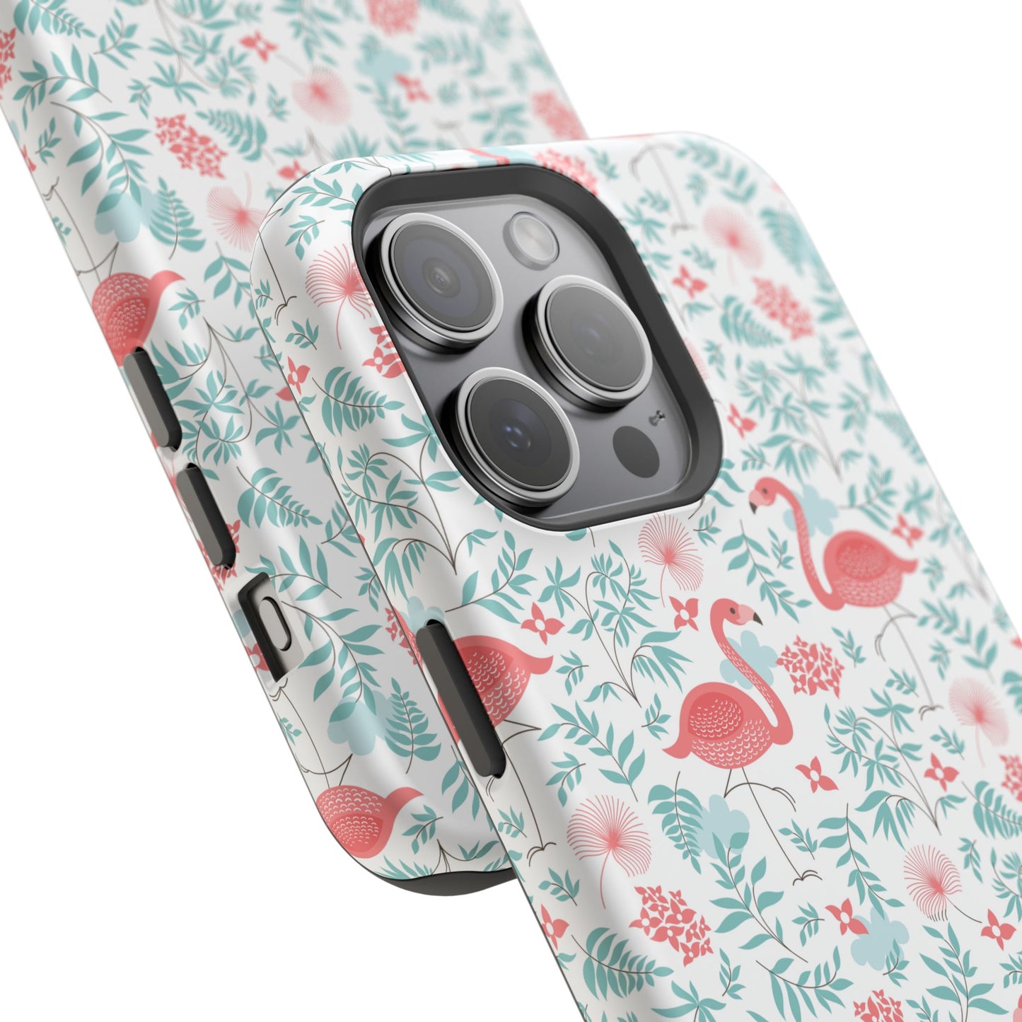 Flamingo Floral Impact Phone Case — Shockproof Protective Cover with Pink Flamingo & Botanical Pattern