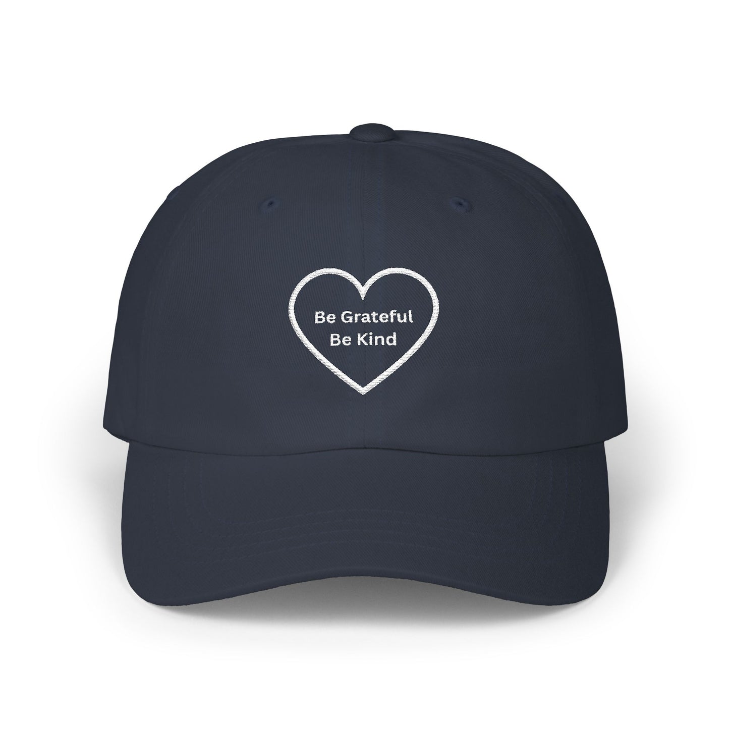 Camo Dad Cap — Embroidered 'Be Grateful Be Kind' Heart