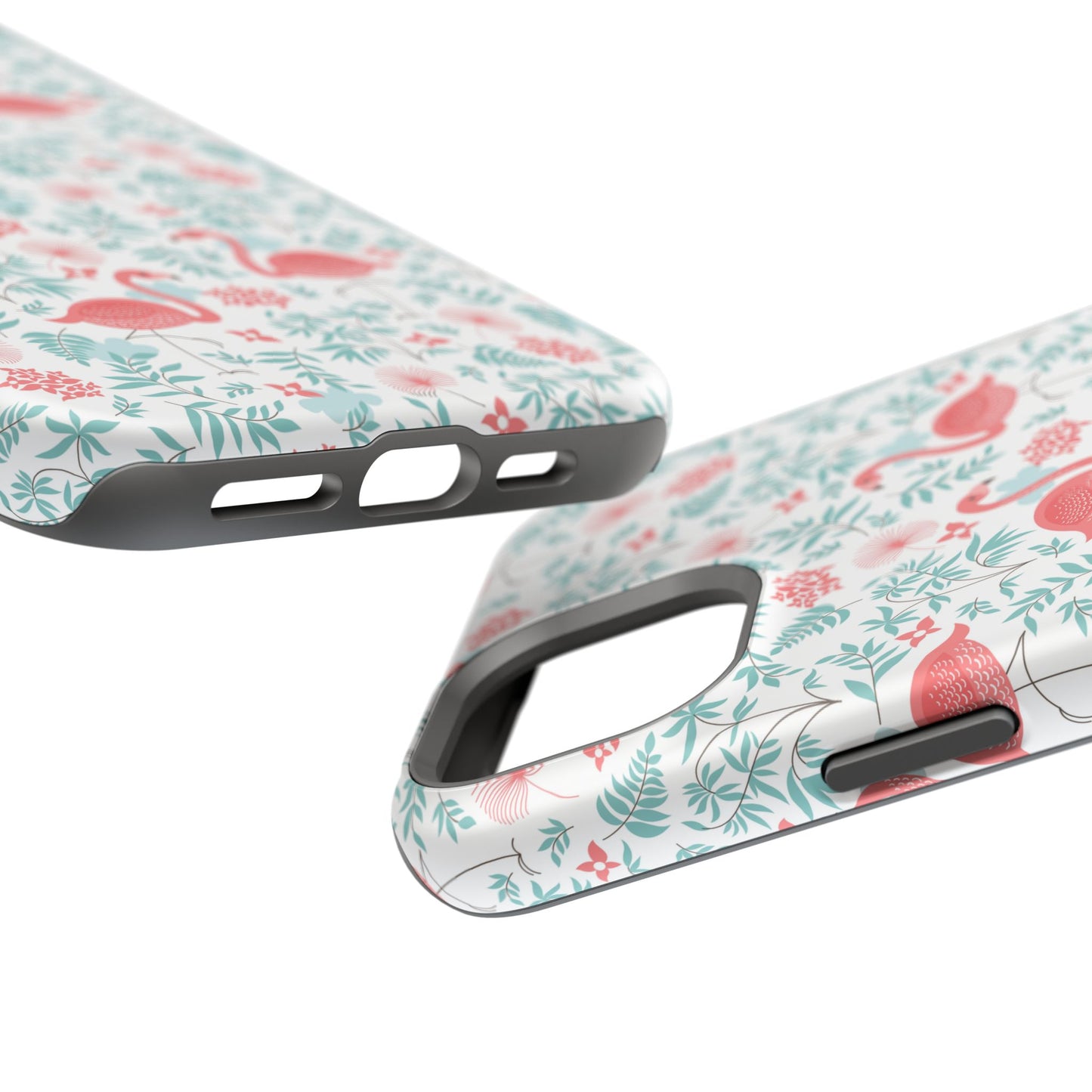 Flamingo Floral Impact Phone Case — Shockproof Protective Cover with Pink Flamingo & Botanical Pattern