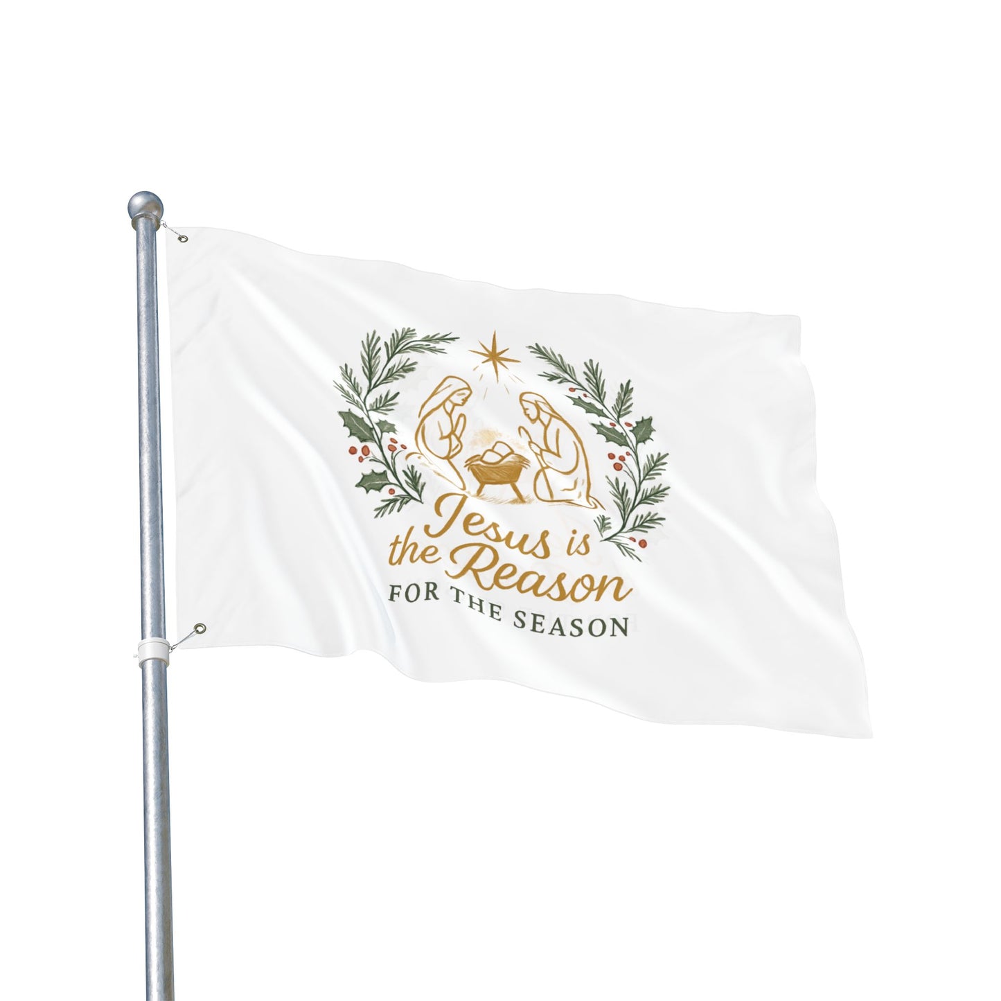 Double-Sided Flag — "Jesus Is the Reason for the Season" Nativity Christmas Flag