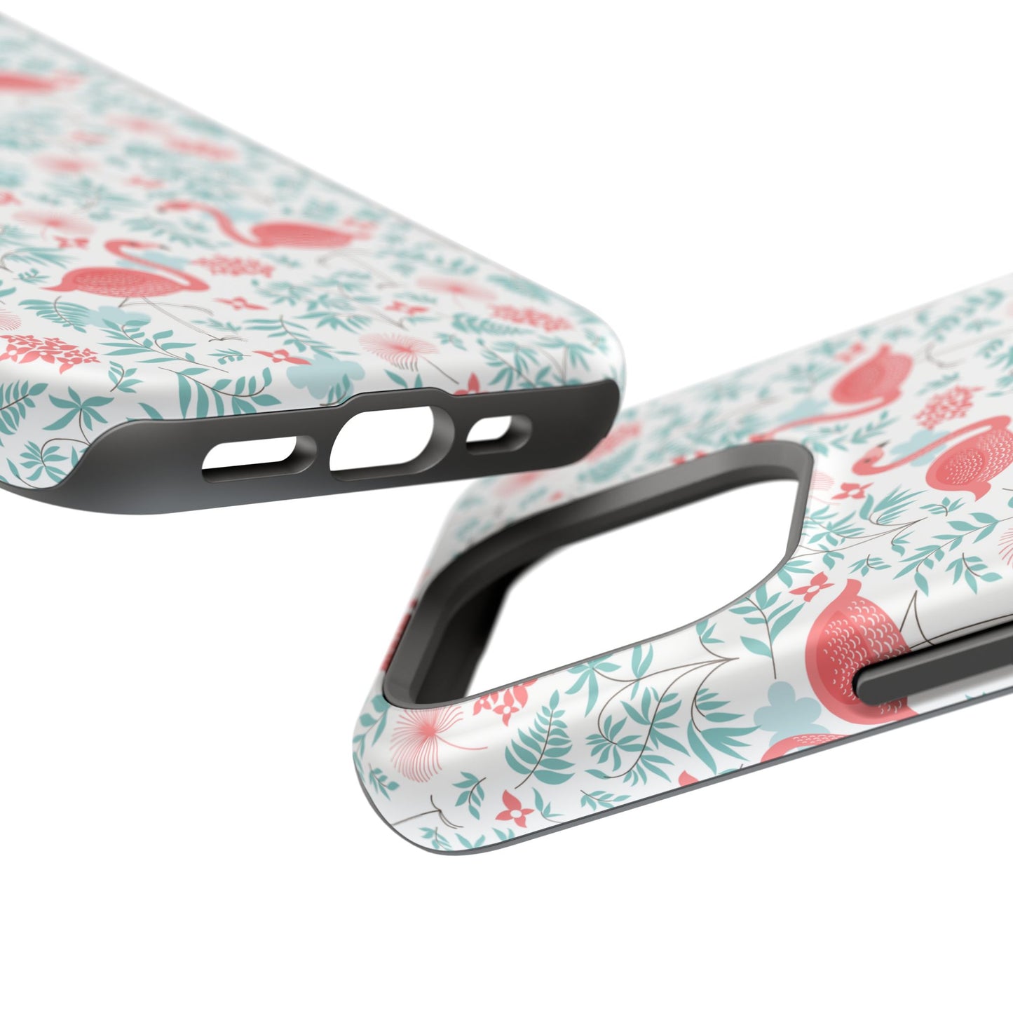 Flamingo Floral Impact Phone Case — Shockproof Protective Cover with Pink Flamingo & Botanical Pattern