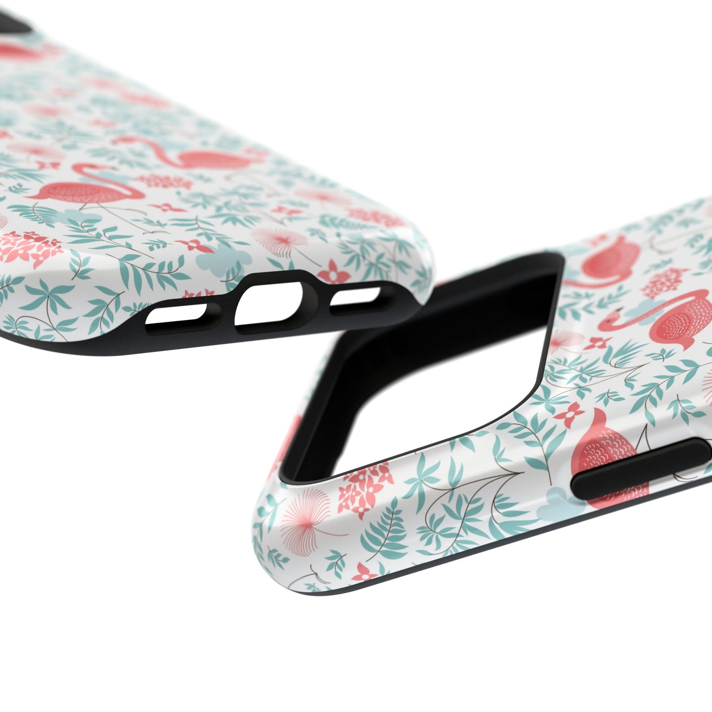 Flamingo Floral Impact Phone Case — Shockproof Protective Cover with Pink Flamingo & Botanical Pattern