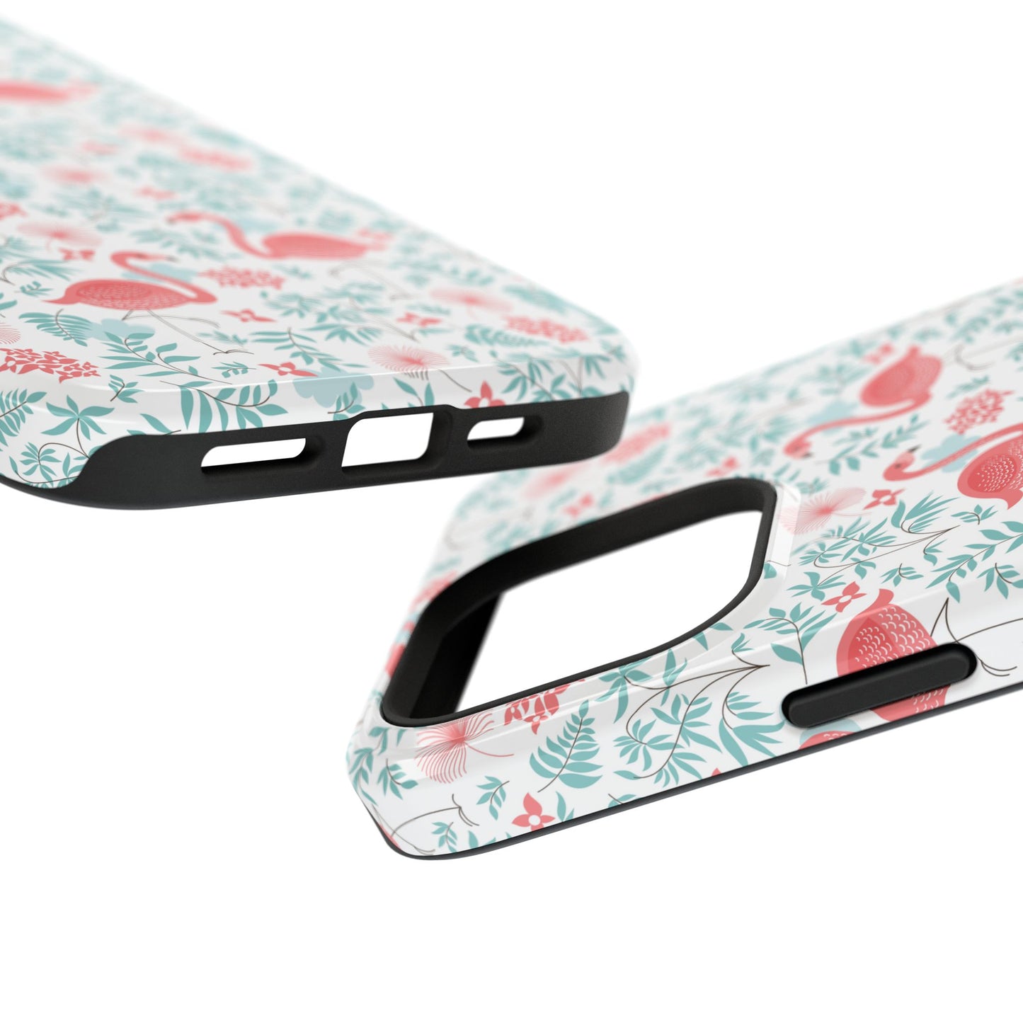 Flamingo Floral Impact Phone Case — Shockproof Protective Cover with Pink Flamingo & Botanical Pattern