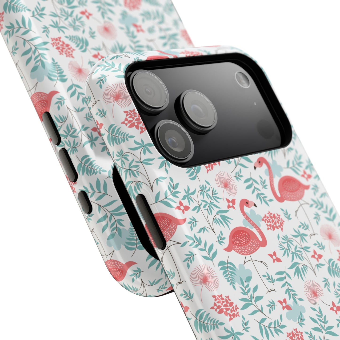 Flamingo Floral Impact Phone Case — Shockproof Protective Cover with Pink Flamingo & Botanical Pattern