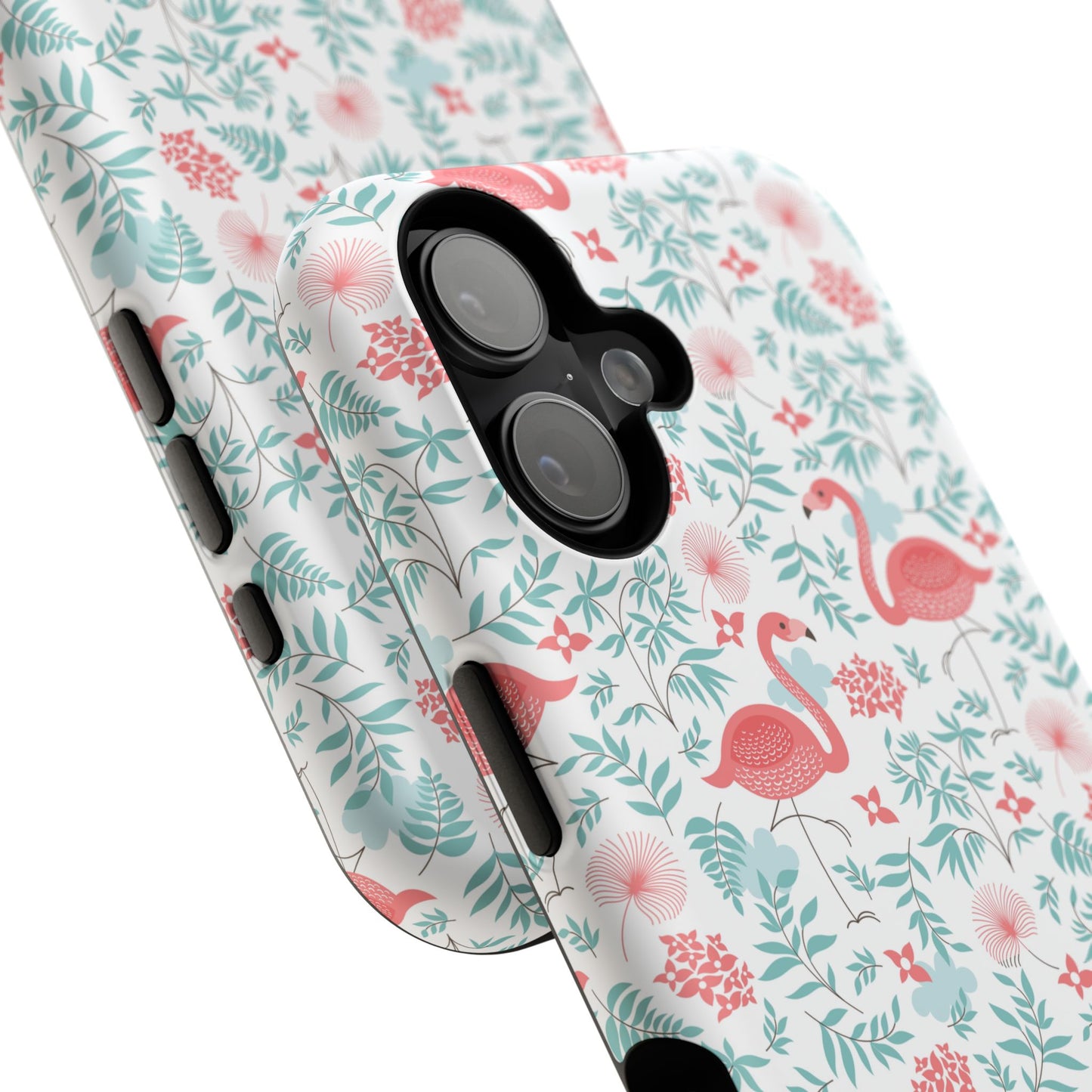 Flamingo Floral Impact Phone Case — Shockproof Protective Cover with Pink Flamingo & Botanical Pattern
