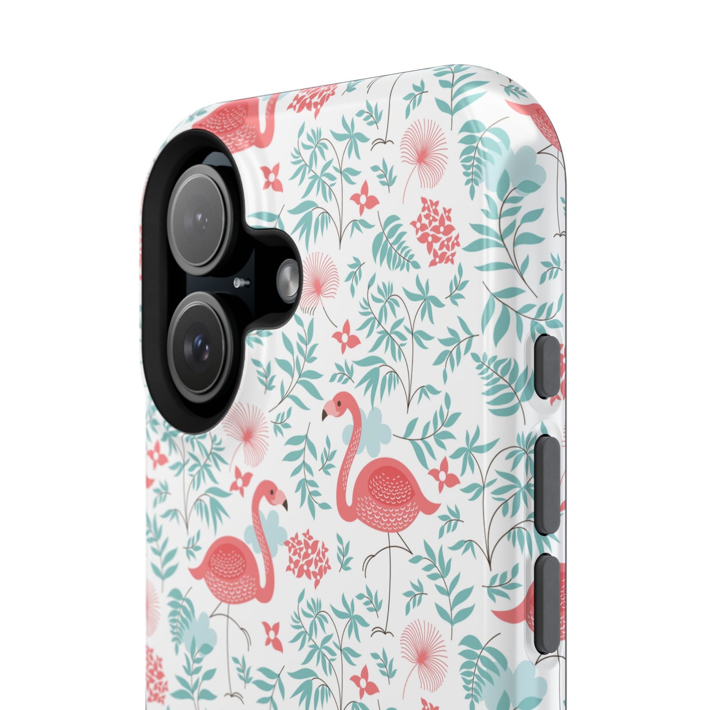 Flamingo Floral Impact Phone Case — Shockproof Protective Cover with Pink Flamingo & Botanical Pattern